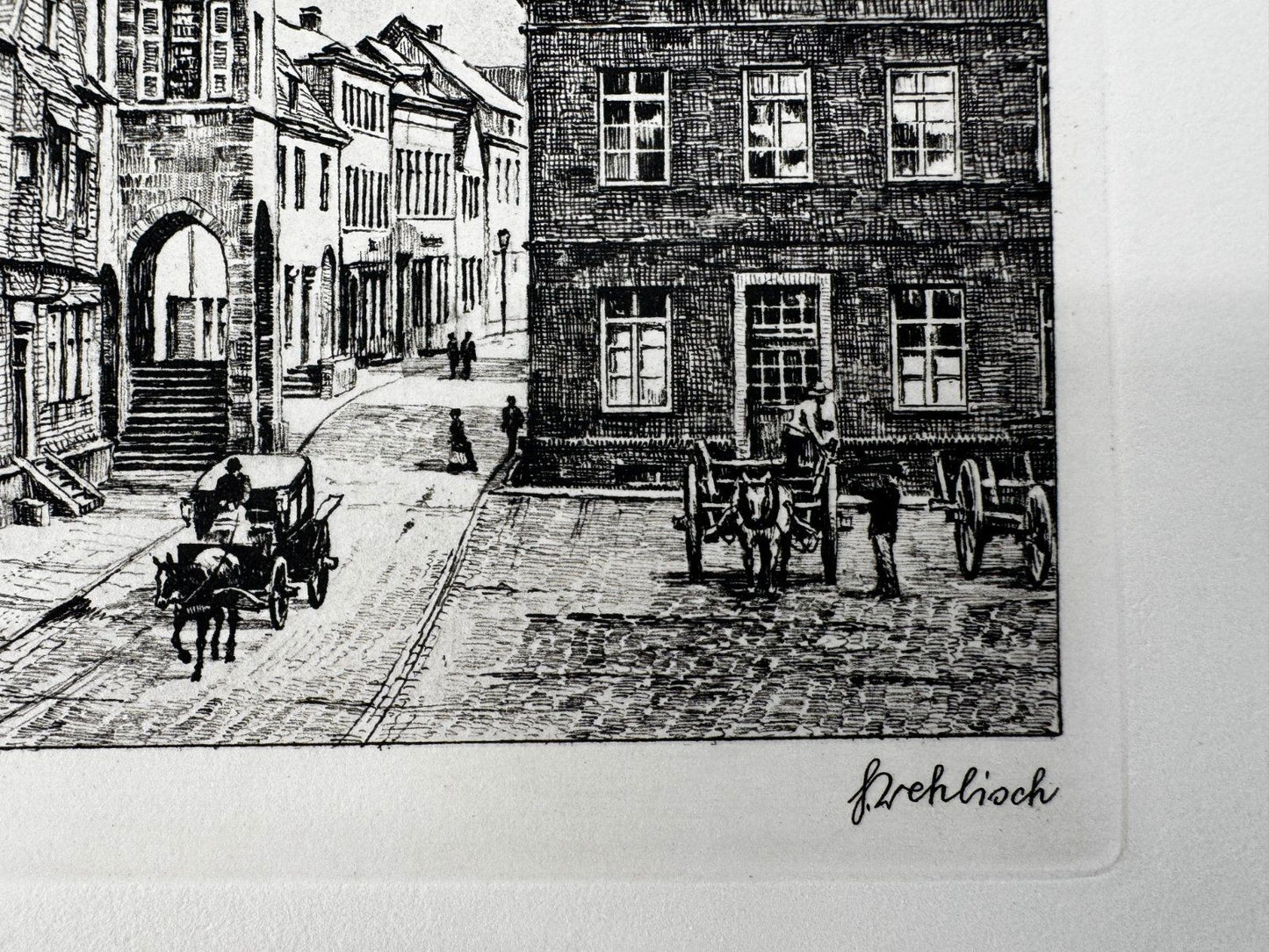 * HEINZ WEHLISCH ORIGINAL RADIERUNG ZÜLPICH UM 1890 ANSICHT