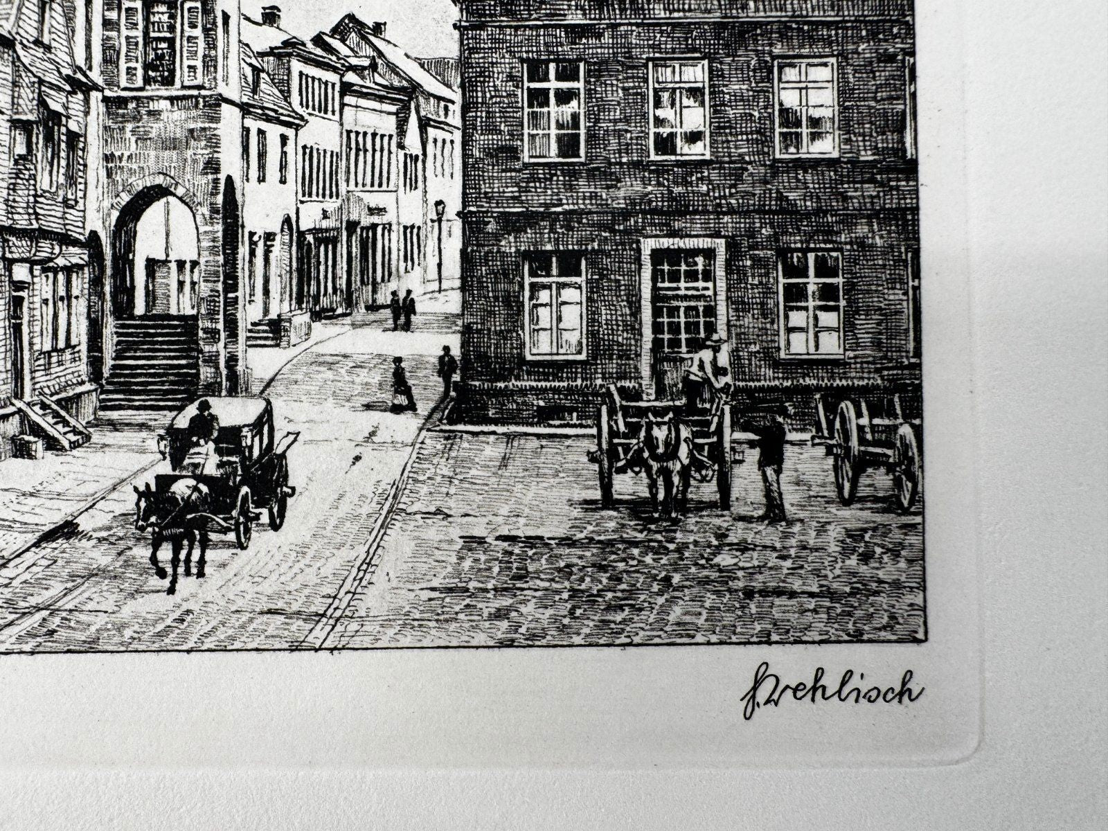* HEINZ WEHLISCH ORIGINAL RADIERUNG ZÜLPICH UM 1890 ANSICHT