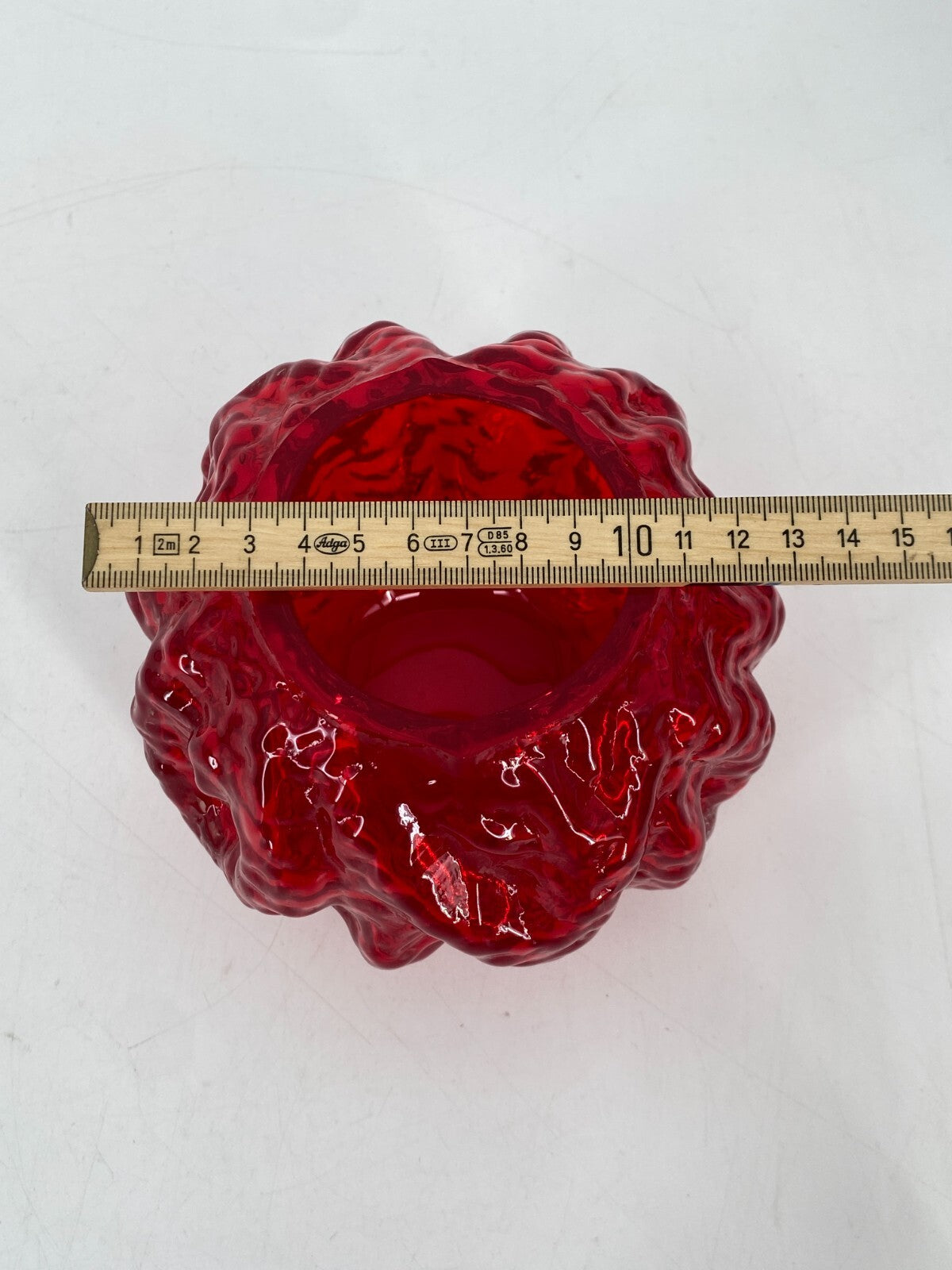 * VASE INGRID GLAS KUGEL KUGELVASE 60ER EISGLAS ROT VINTAGE