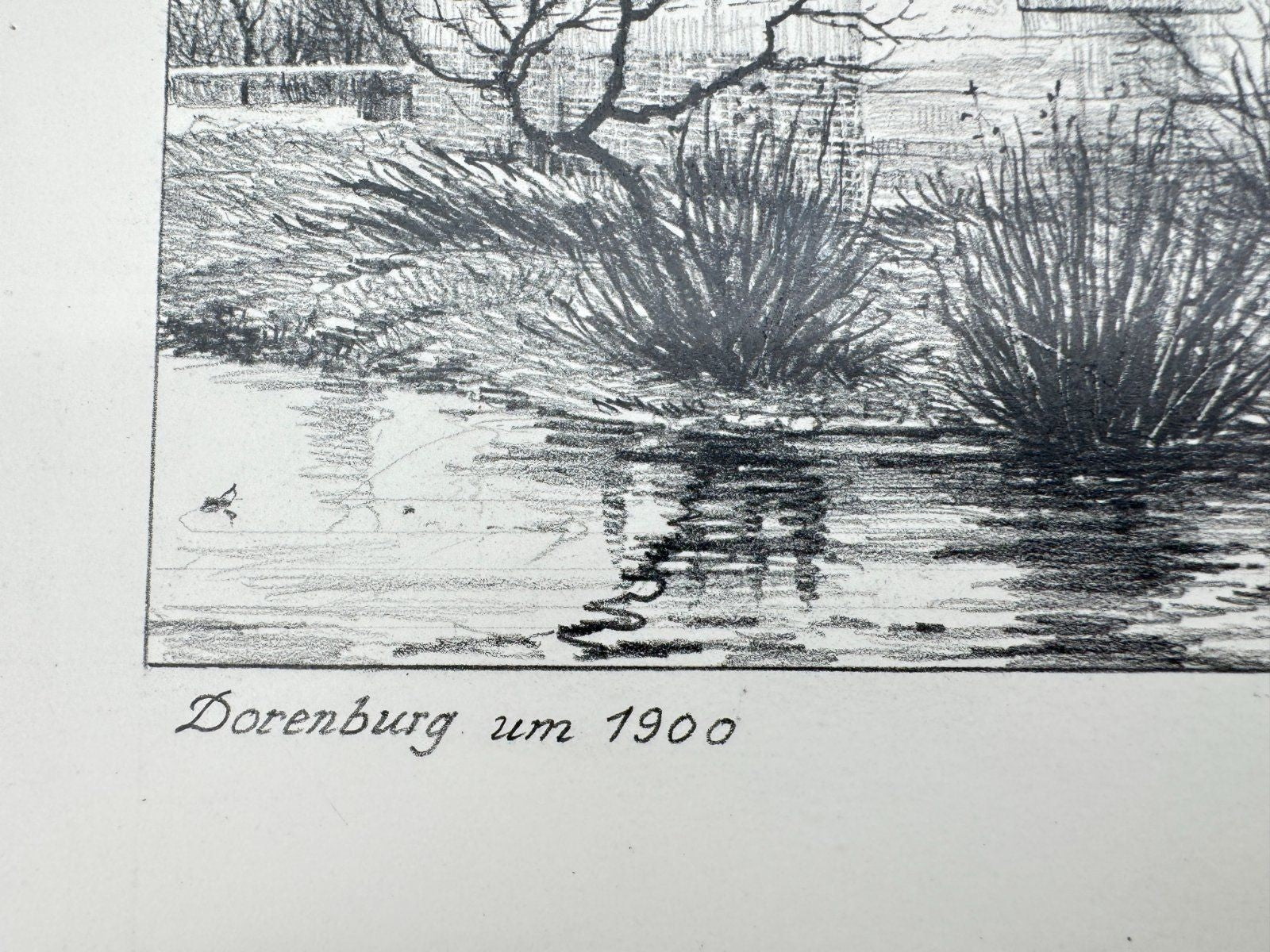* HEINZ WEHLISCH ZEICHNUNG DORENBURG KREFELD UM 1900 ANSICHT SIGNIERT