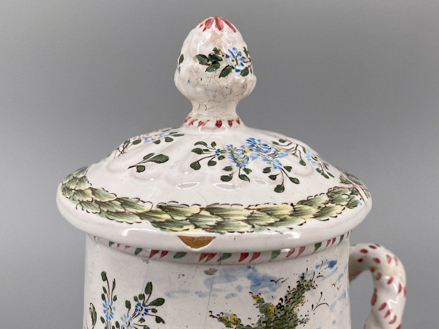 * DECKELVASE ROKOKO FLORAL ROMANTISCHE SZENE KERAMIK ANTIK 