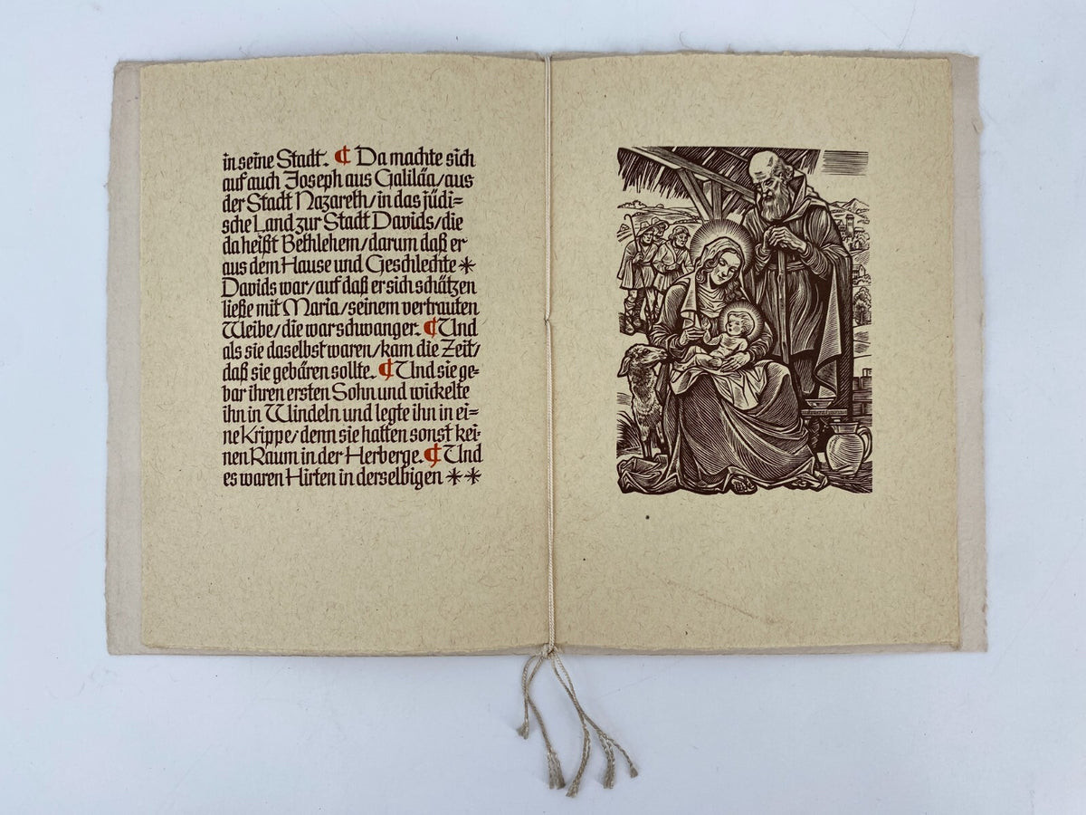 * WILLY KNABE WEIHNACHTSGESCHICHTE BÜCHLEIN SIGNIERT WIDMUNG 1954 HOLZSCHNITTE