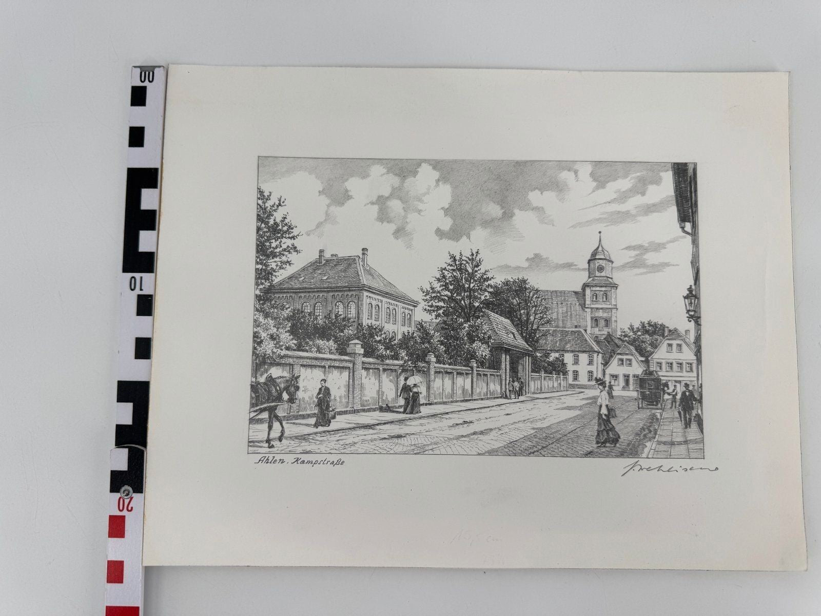 * HEINZ WEHLISCH ZEICHNUNG AHLEN KAMPSTRAßE ANSICHT SIGNIERT