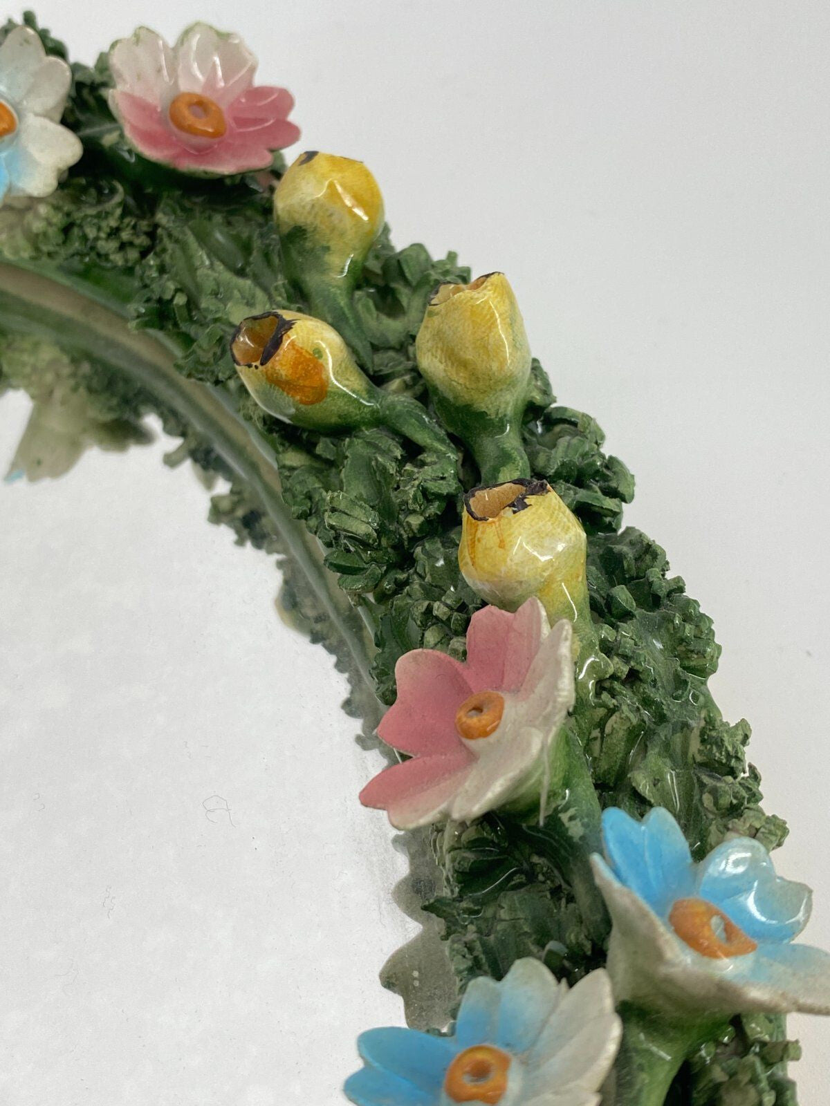 * KLEINER SPIEGEL OVAL PORZELLAN ROSEN BLÜTEN PRINZESSIN VINTAGE