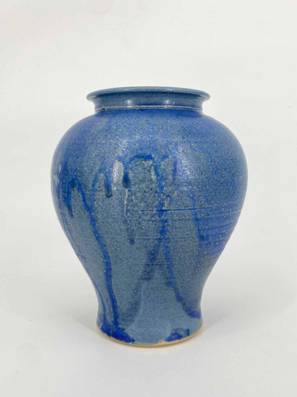 * STUDIOKERAMIK VASE BLAU LAUFGLASUR AQUARELL VINTAGE 21CM