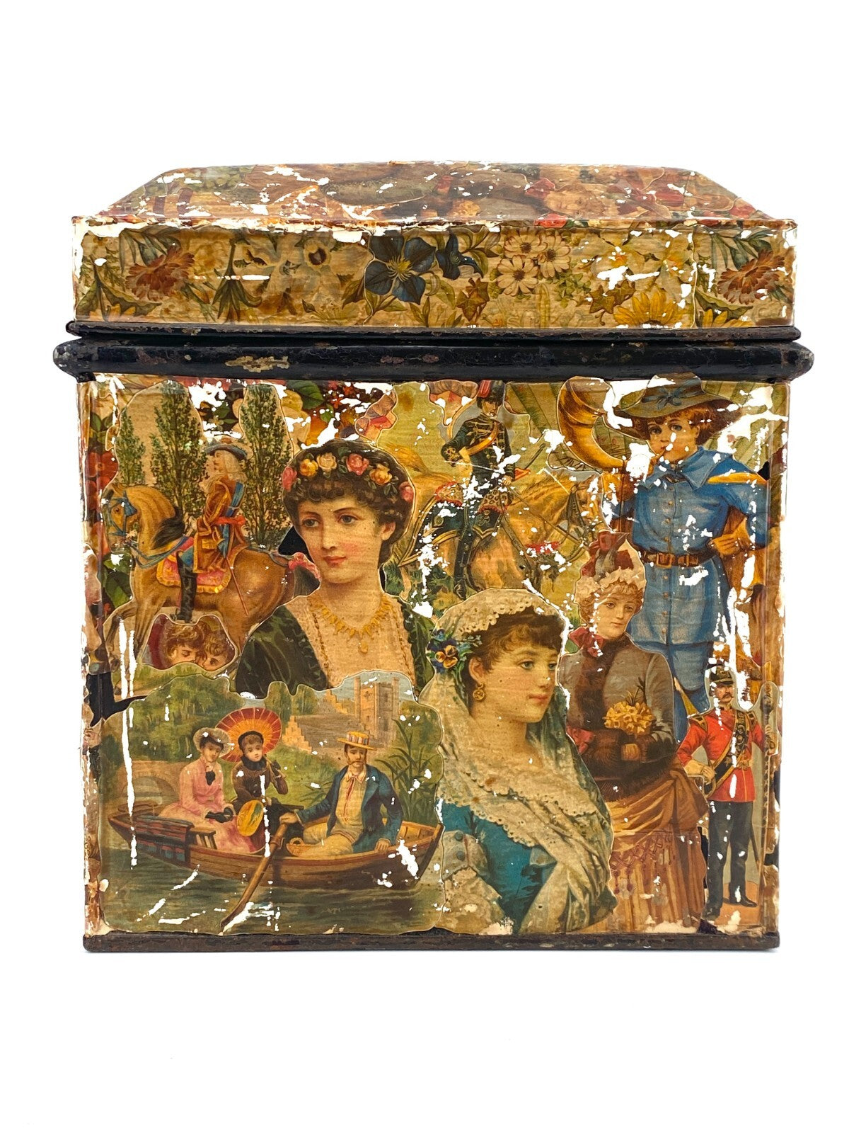 *METALL KISTE BOX BLECH ANTIK VINTAGE GROSS AUFBEWAHRUNG DECOUPAGE COLLAGE