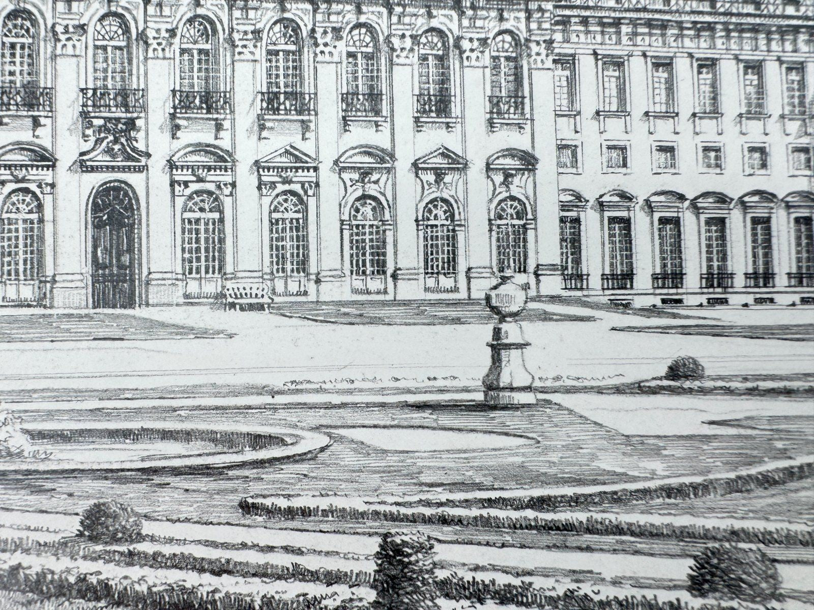 * HEINZ WEHLISCH ZEICHNUNG SCHLEISSHEIM NEUES SCHLOSS ANSICHT SIGNIERT