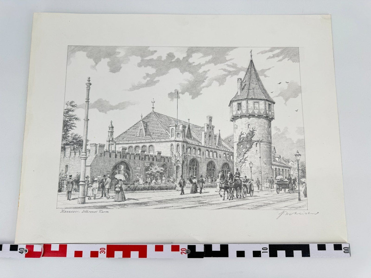 * HEINZ WEHLISCH ZEICHNUNG HANNOVER DÖHRENER TURM ANSICHT SIGNIERT
