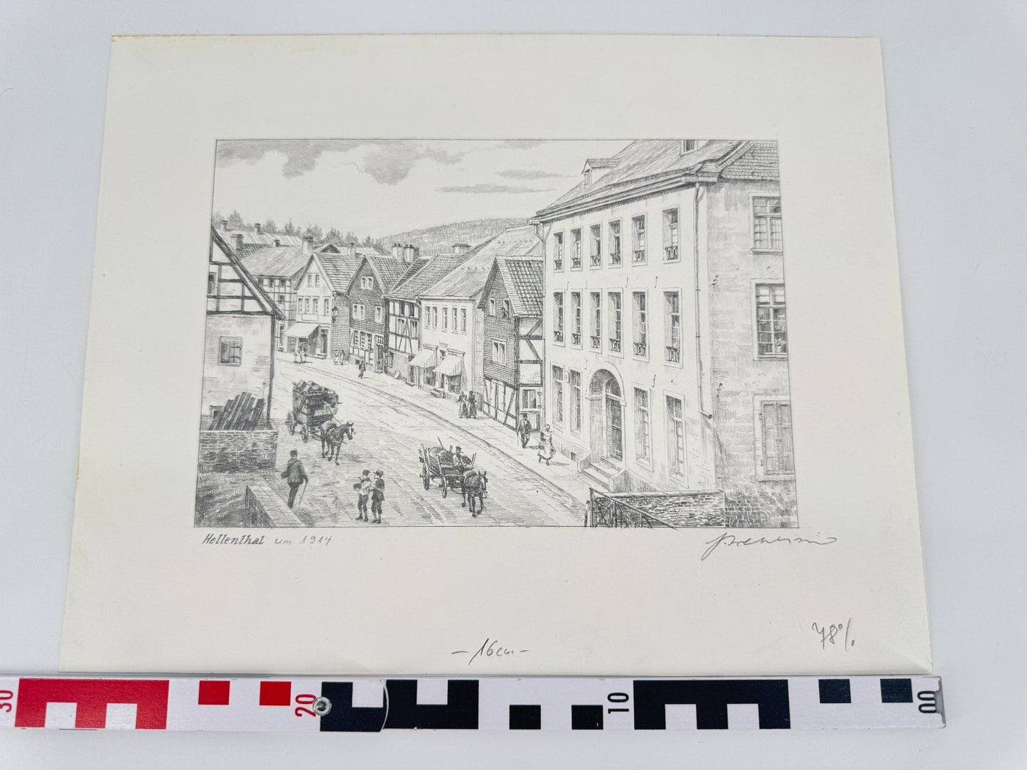 * HEINZ WEHLISCH ZEICHNUNG HELLENTHAL UM 1914 ANSICHT SIGNIERT