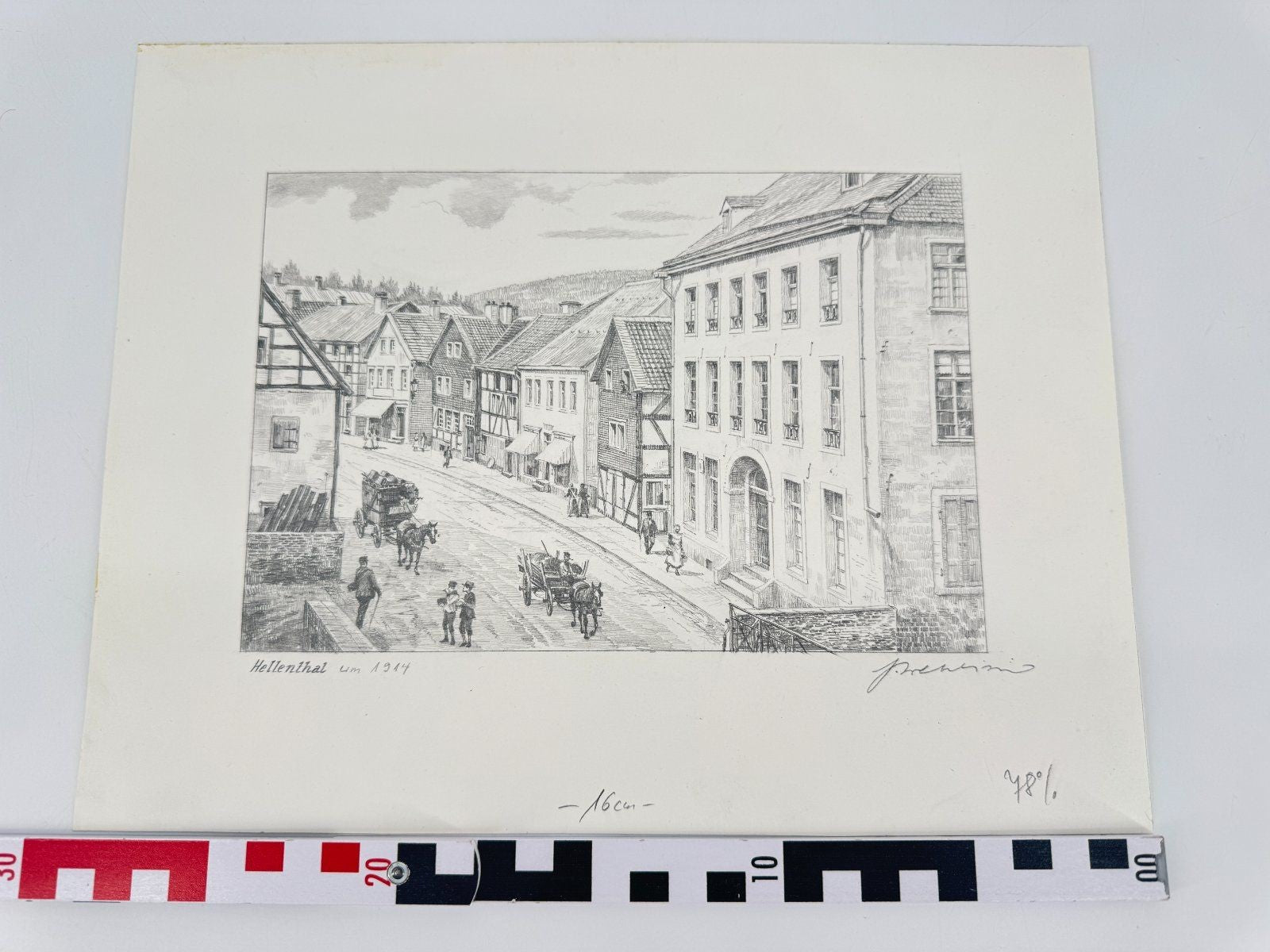 * HEINZ WEHLISCH ZEICHNUNG HELLENTHAL UM 1914 ANSICHT SIGNIERT
