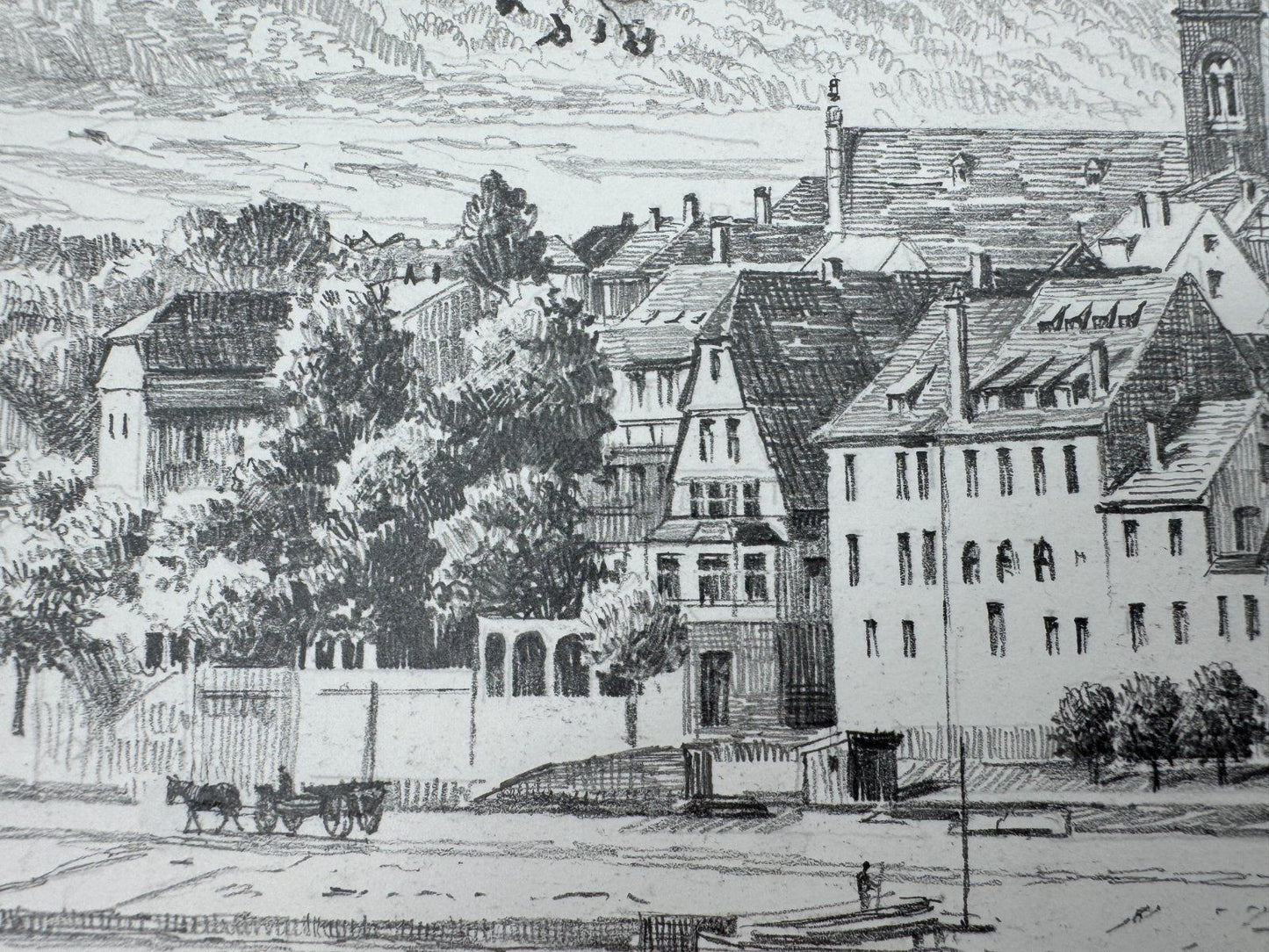 * HEINZ WEHLISCH ZEICHNUNG NECKARGEMÜND SIGNIERT