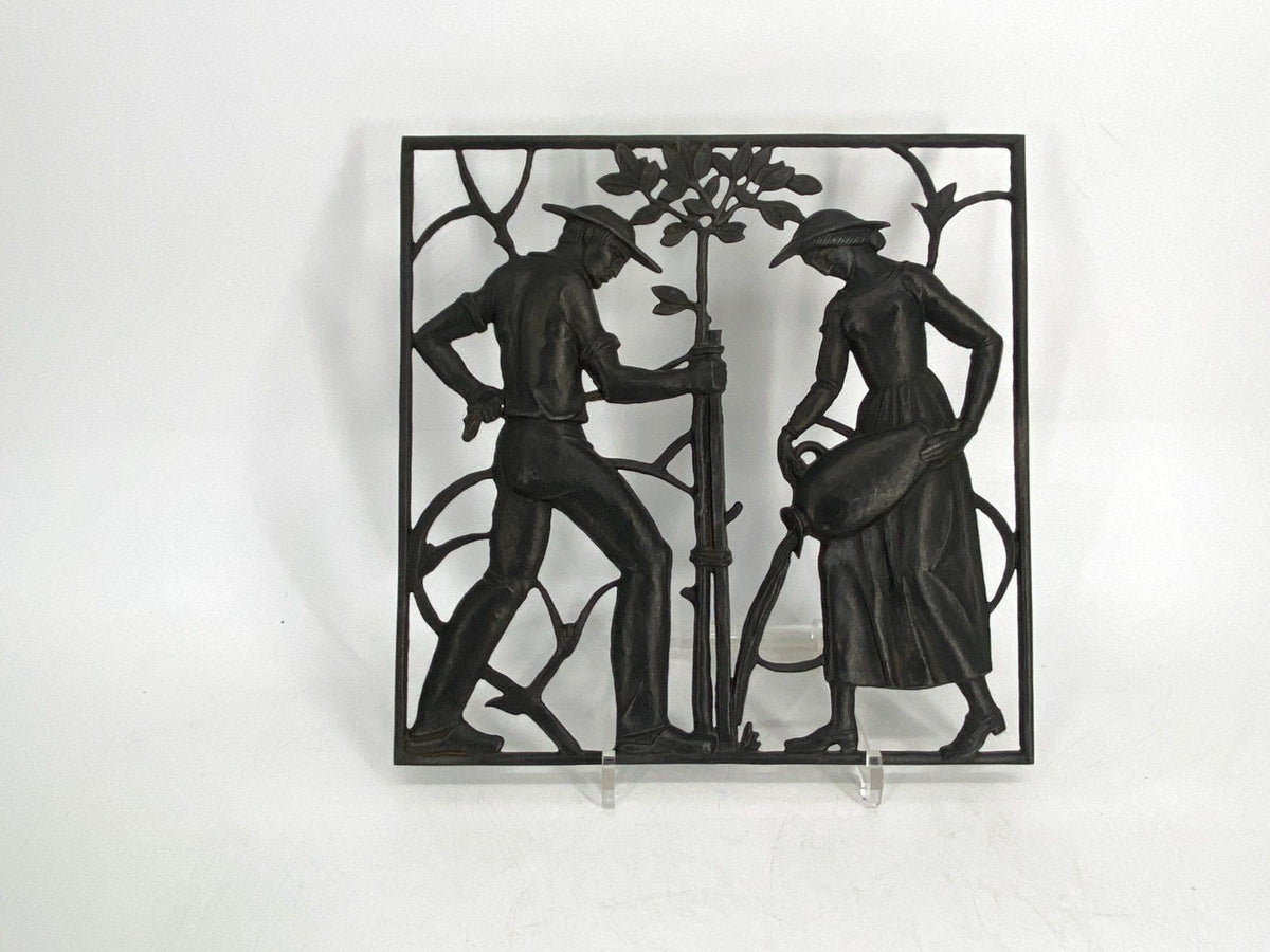 * WANDBILD GUSSEISEN FISCHER WISMAR BAUMPFLANZUNG RELIEF