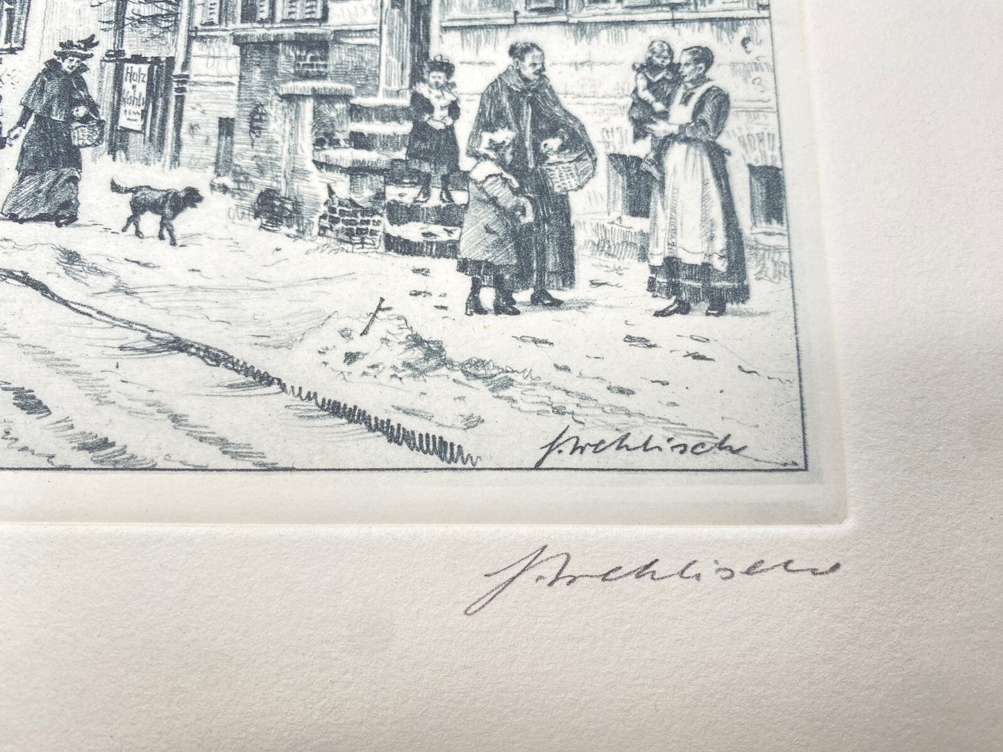 DEUTSCHER KÜNSTLER HEINZ WEHLISCH RADIERUNG BERLIN RICHARDPLATZ 1910  SIGNIERT