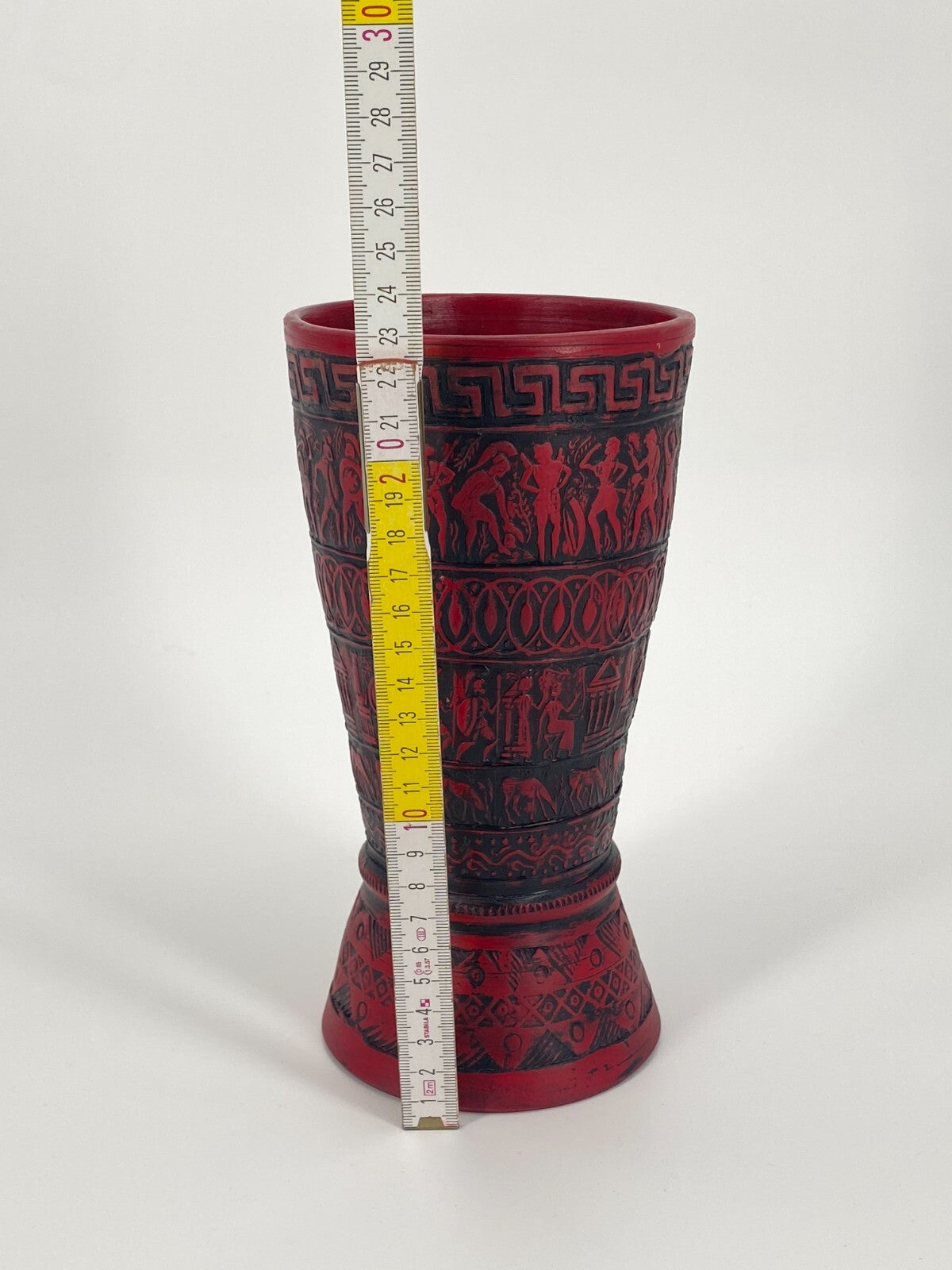 * 2x GRIECHISCHE KERAMIK VASEN RELIEF VASE SAVAS RHODES TÜRKIS ROT