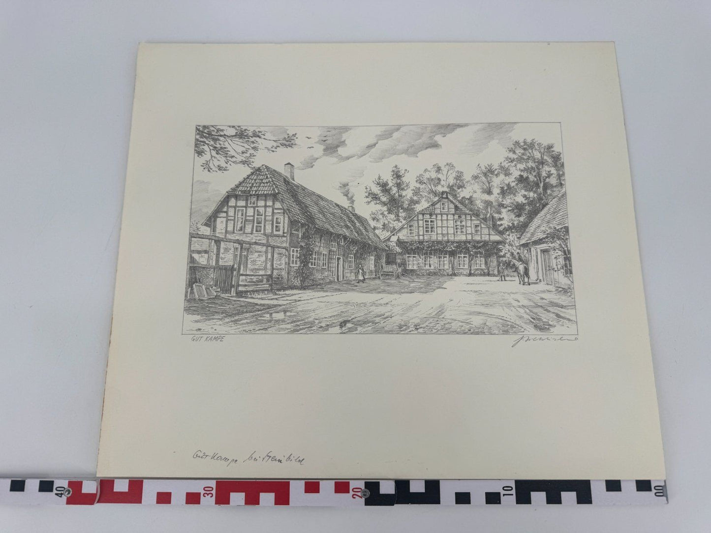 * HEINZ WEHLISCH ZEICHNUNG GUT CAMPE STEINBILD ANSICHT SIGNIERT