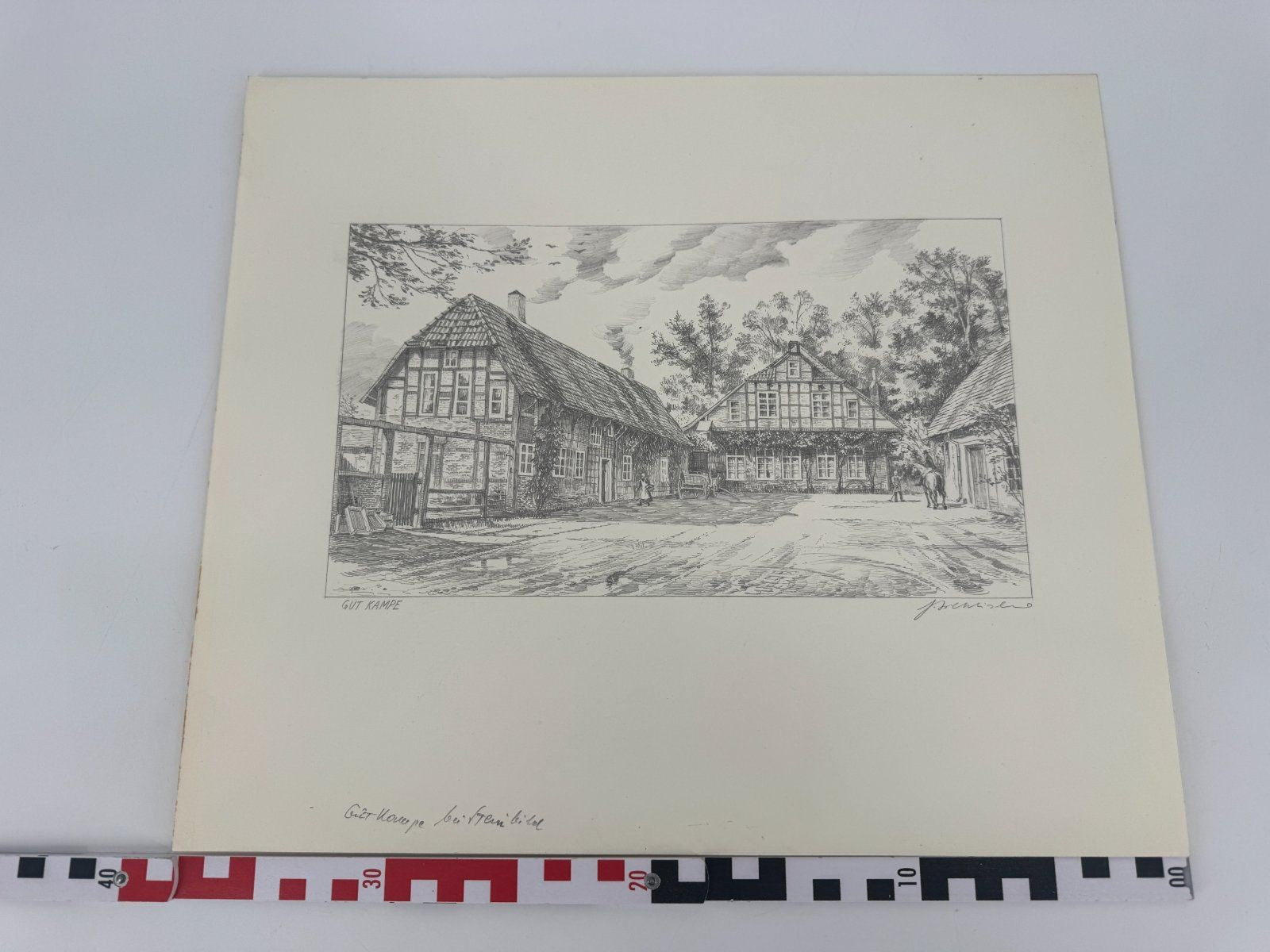 * HEINZ WEHLISCH ZEICHNUNG GUT CAMPE STEINBILD ANSICHT SIGNIERT