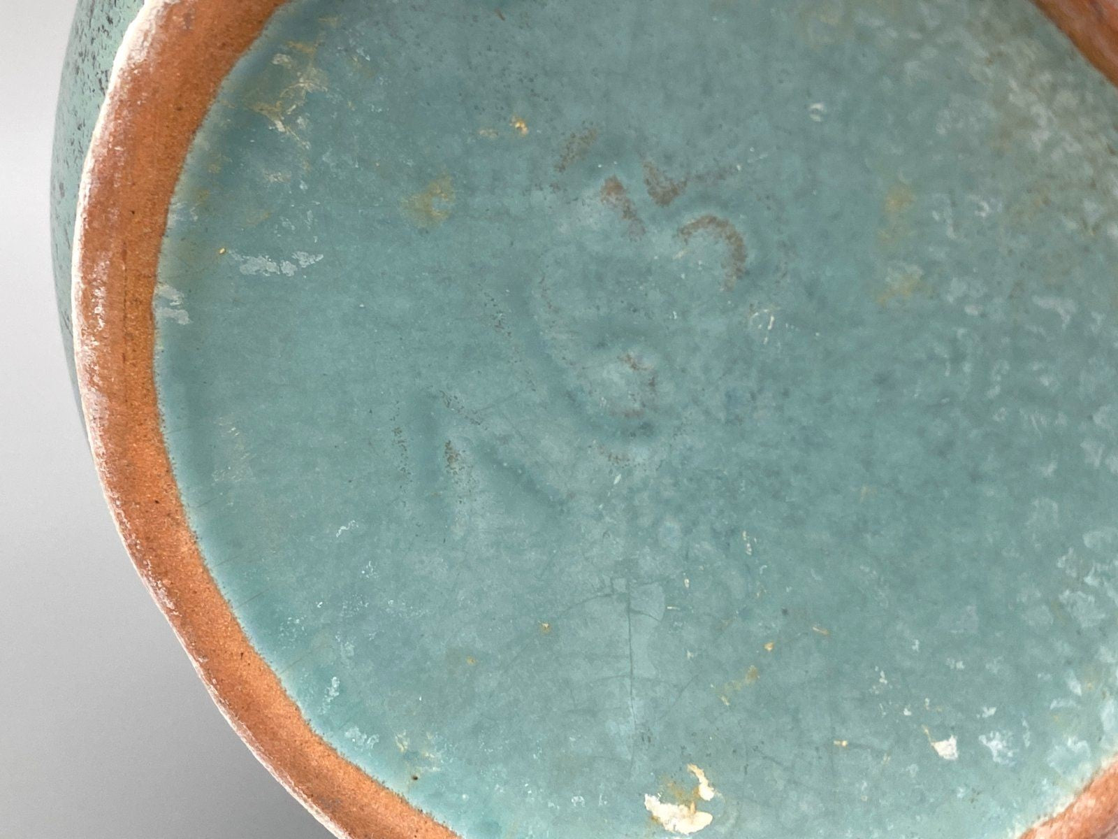 * KERAMIK VASE TÜRKIS BLAU GRÜN GLASUR GESPRENKELT VINTAGE 70er