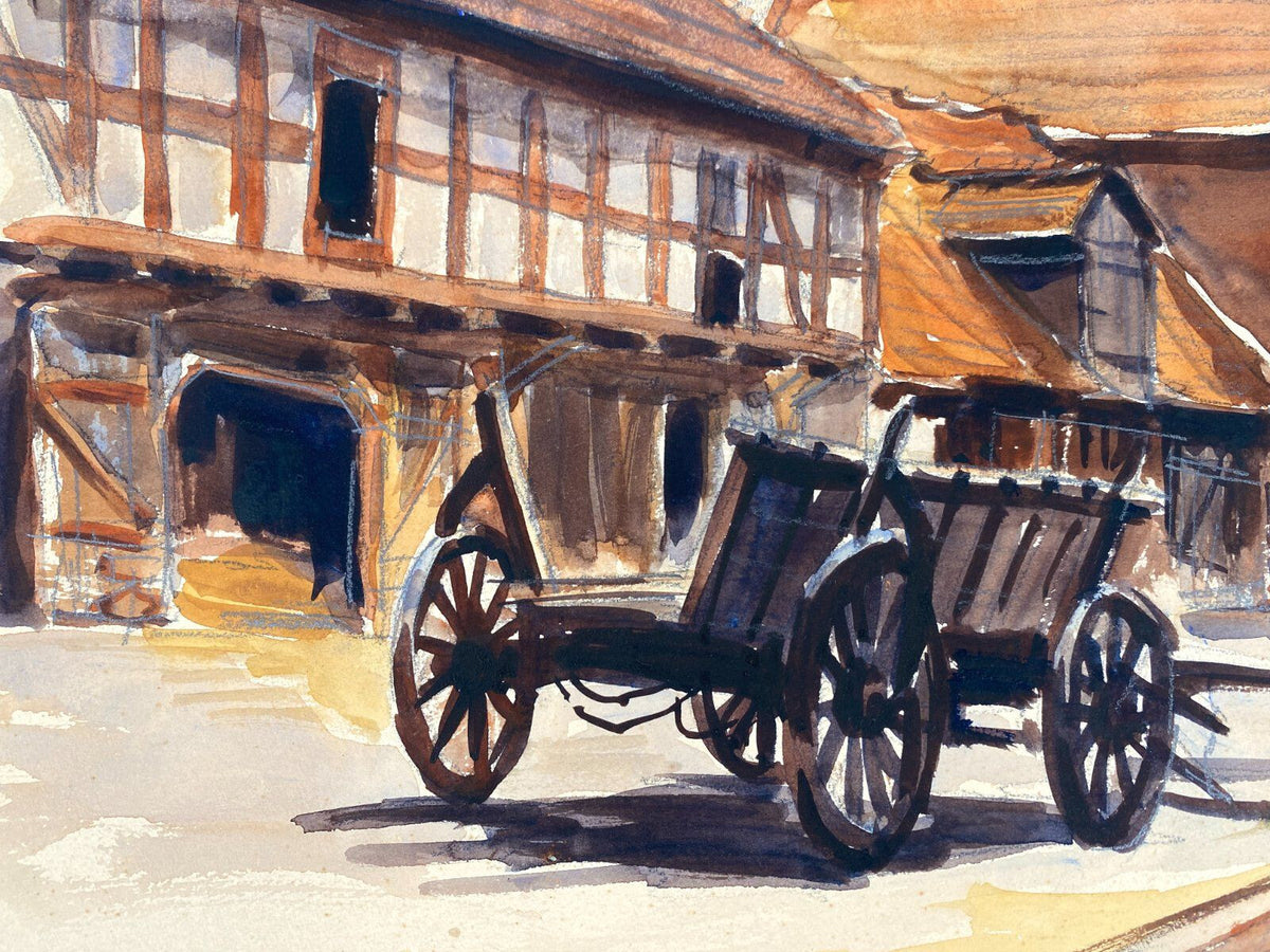 *GEMÄLDE ERWIN Z BAUERNHOF HEUWAGEN OBERSDORF 1937 SIGNIERT MALEREI VINTAGE
