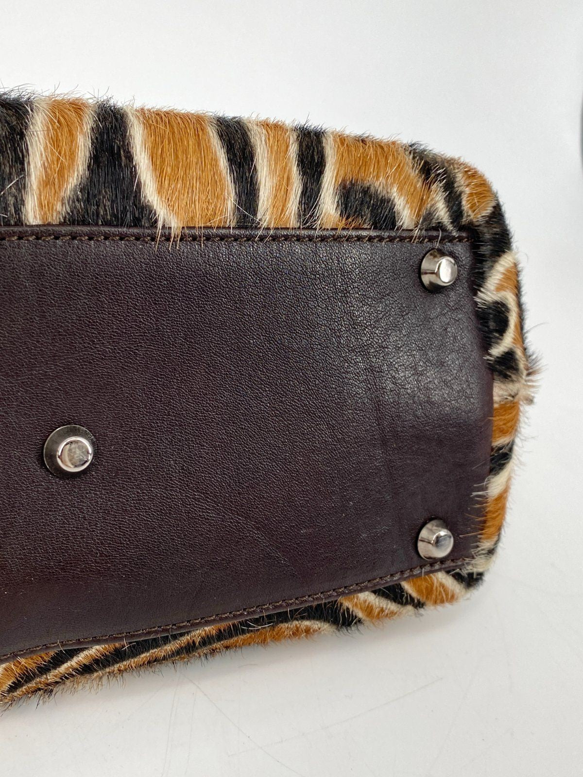 * ROSAMARO HANDGEMACHTE HANDTASCHE ITALIEN LEDER ZEBRA PRINT