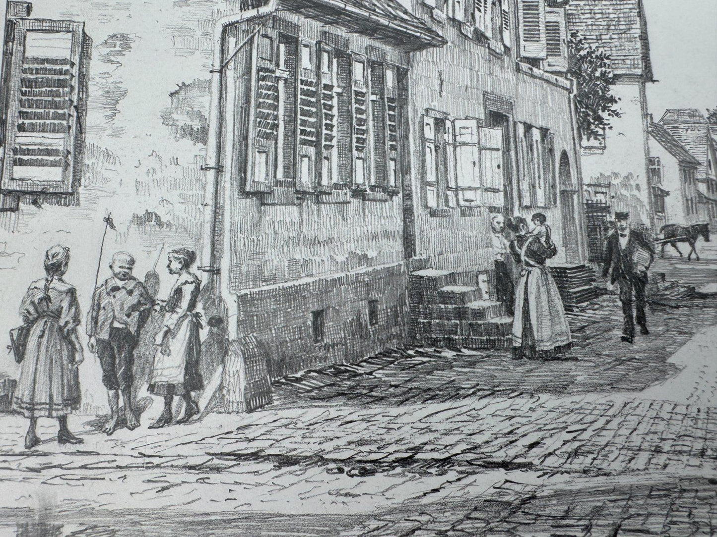 * HEINZ WEHLISCH ZEICHNUNG KUPPENHEIM UM 1890 ANSICHT SIGNIERT