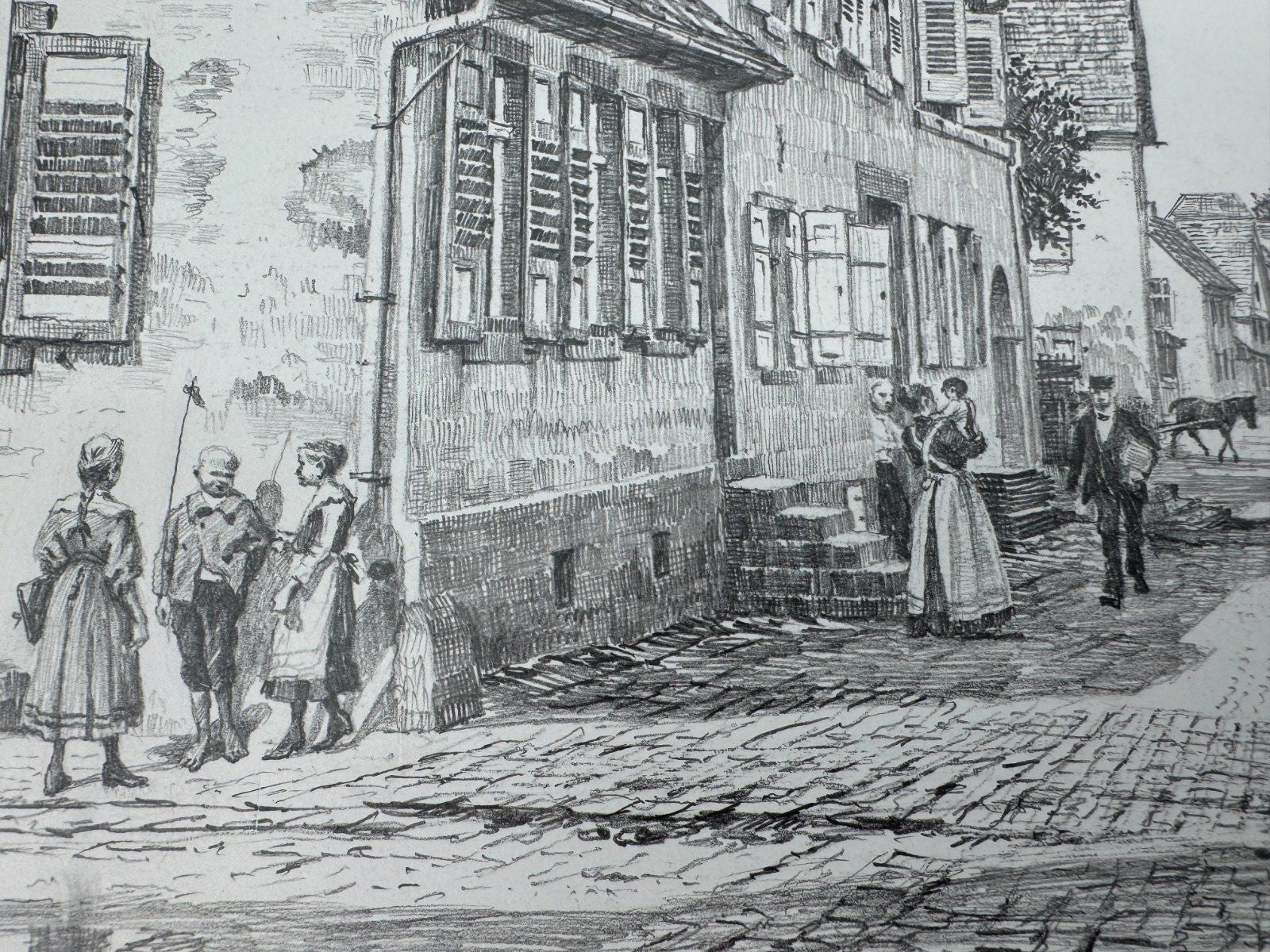 * HEINZ WEHLISCH ZEICHNUNG KUPPENHEIM UM 1890 ANSICHT SIGNIERT