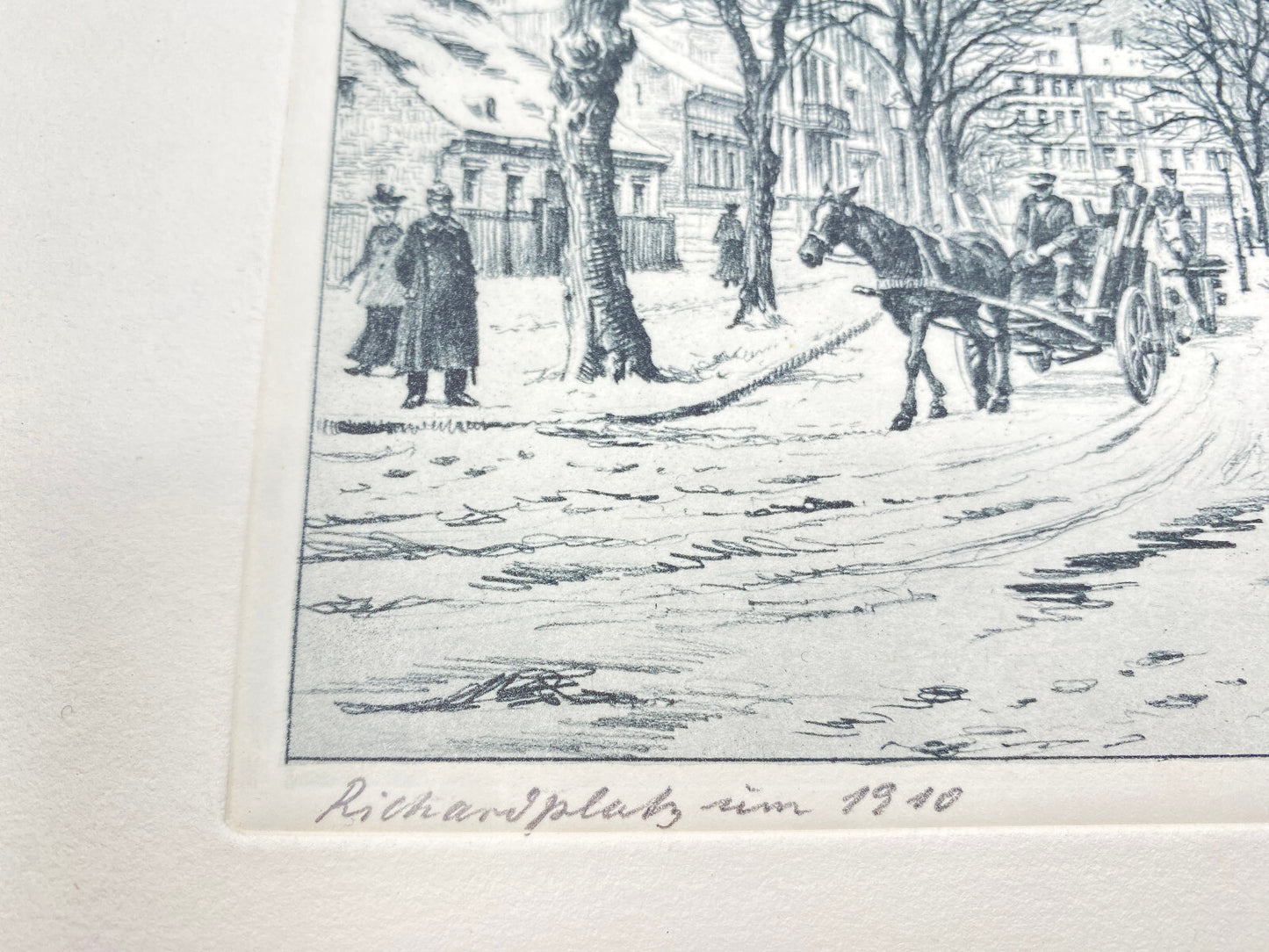 DEUTSCHER KÜNSTLER HEINZ WEHLISCH RADIERUNG BERLIN RICHARDPLATZ 1910  SIGNIERT