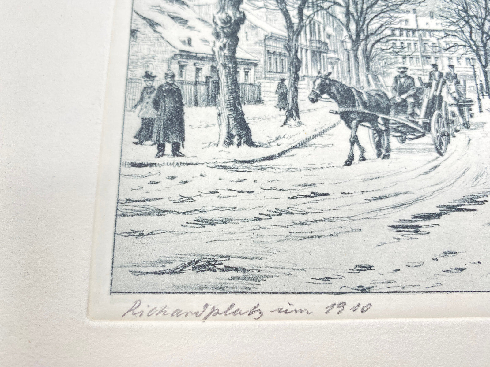 DEUTSCHER KÜNSTLER HEINZ WEHLISCH RADIERUNG BERLIN RICHARDPLATZ 1910  SIGNIERT