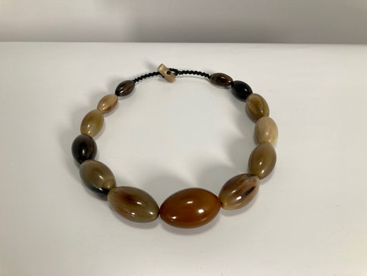 HORN COLLIER PERLEN MAXI ETHNO AFRICAN SUMMER BOHO VINTAGE