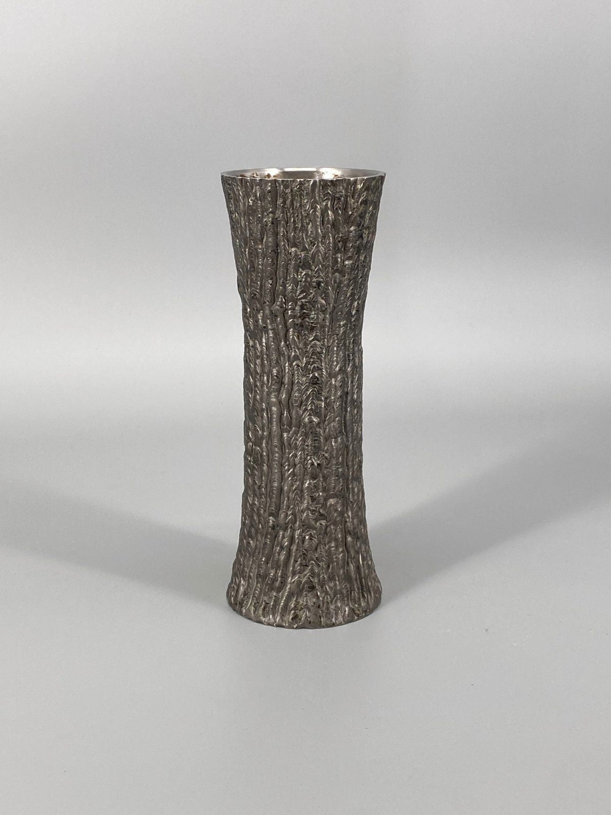 * VASE BRUTALISTISCH MASSIV STAHL STRUKTUR METALL RINDE 70er