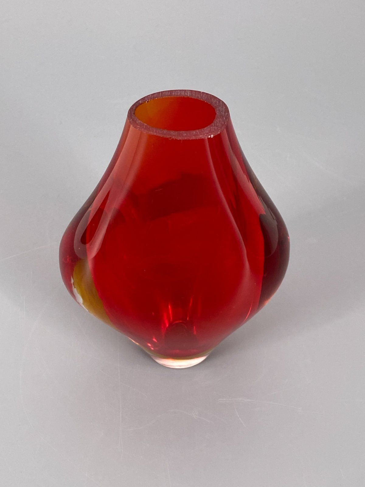 * SOMMERSO GLAS VASE ROT ORANGE MURANO GLAS ITALIEN MID CENTURY