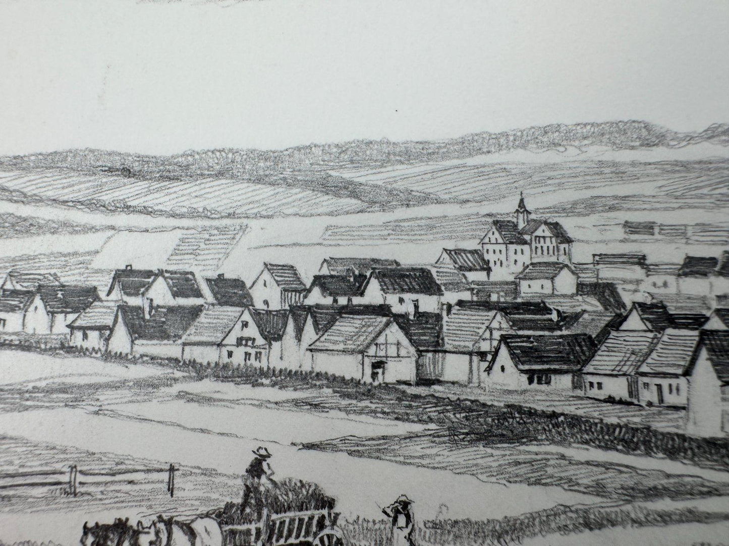 * HEINZ WEHLISCH ZEICHNUNG BURLADINGEN UM 1870 SIGNIERT