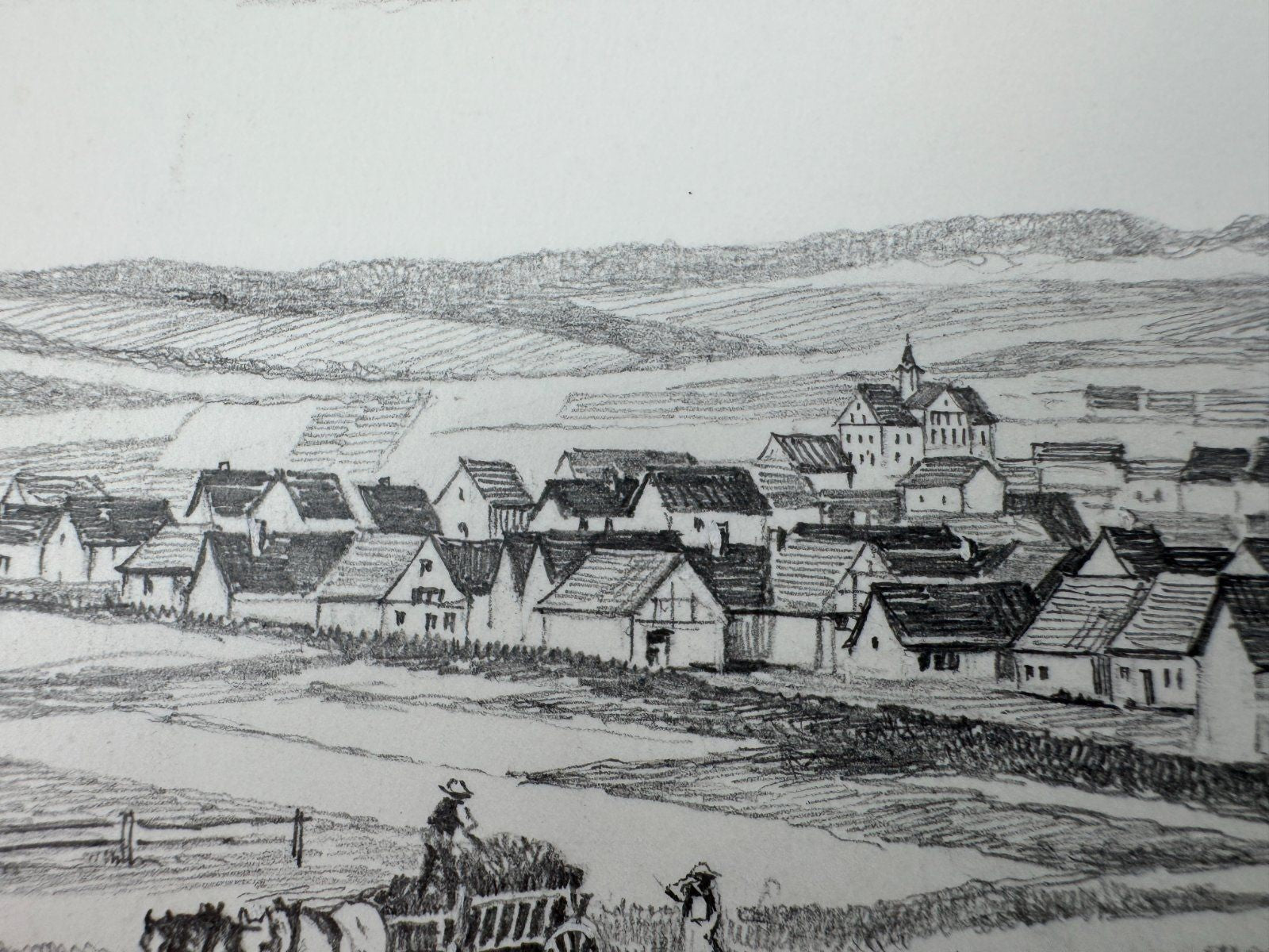 * HEINZ WEHLISCH ZEICHNUNG BURLADINGEN UM 1870 SIGNIERT