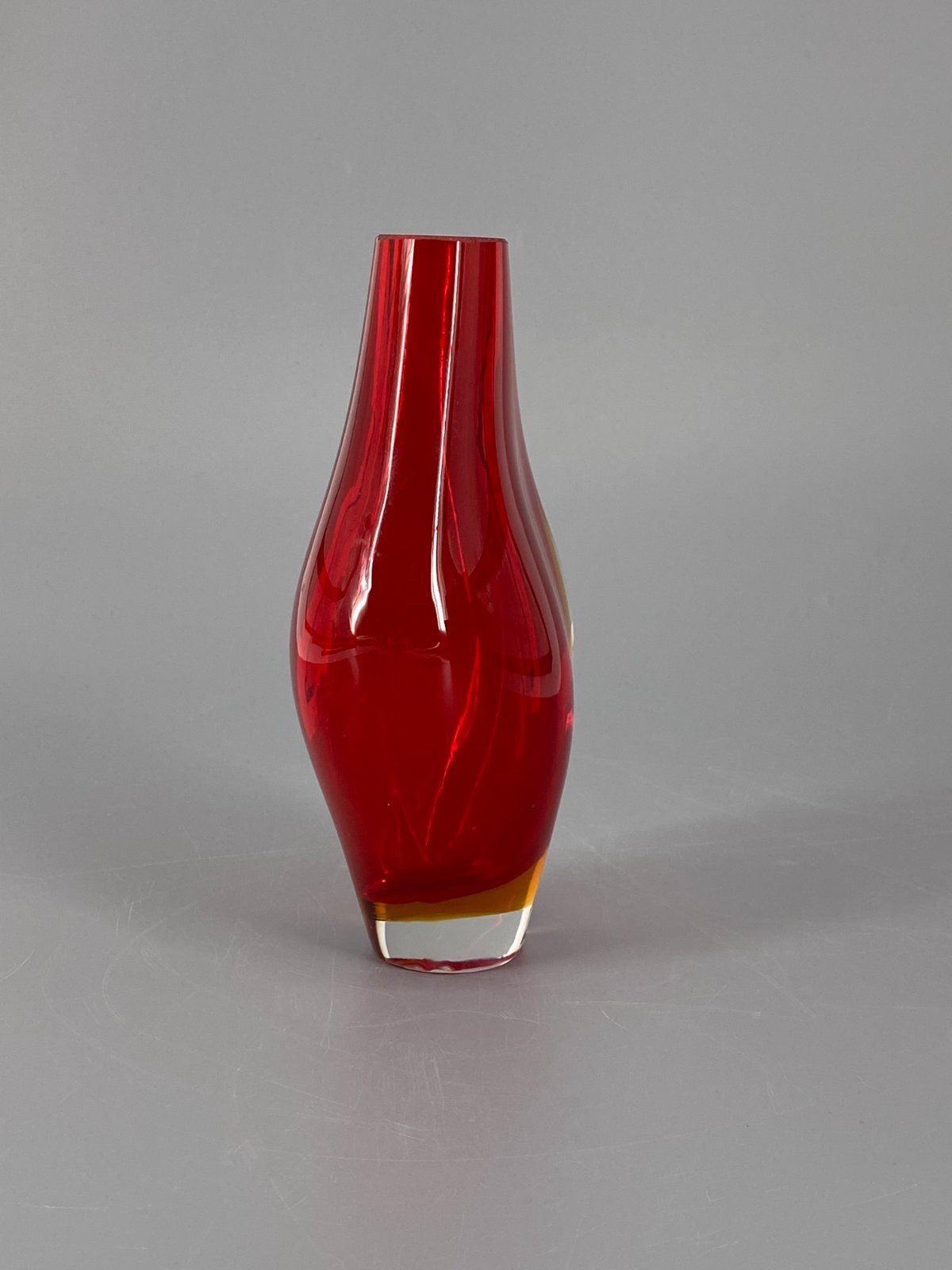 * SOMMERSO GLAS VASE ROT ORANGE MURANO GLAS ITALIEN MID CENTURY