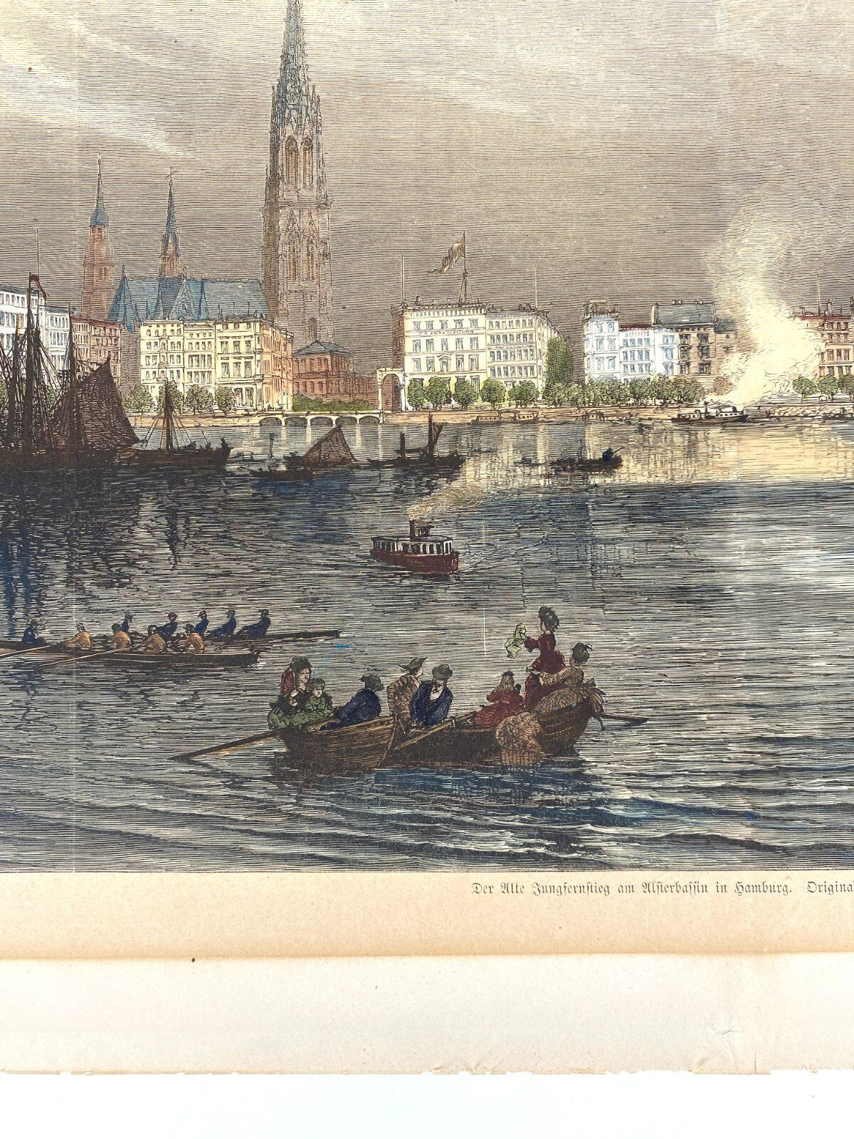 *GRAFIK DER ALTE JUNGFERNSTIEG DRUCK HAMBURG C. OESTERLEY 1875