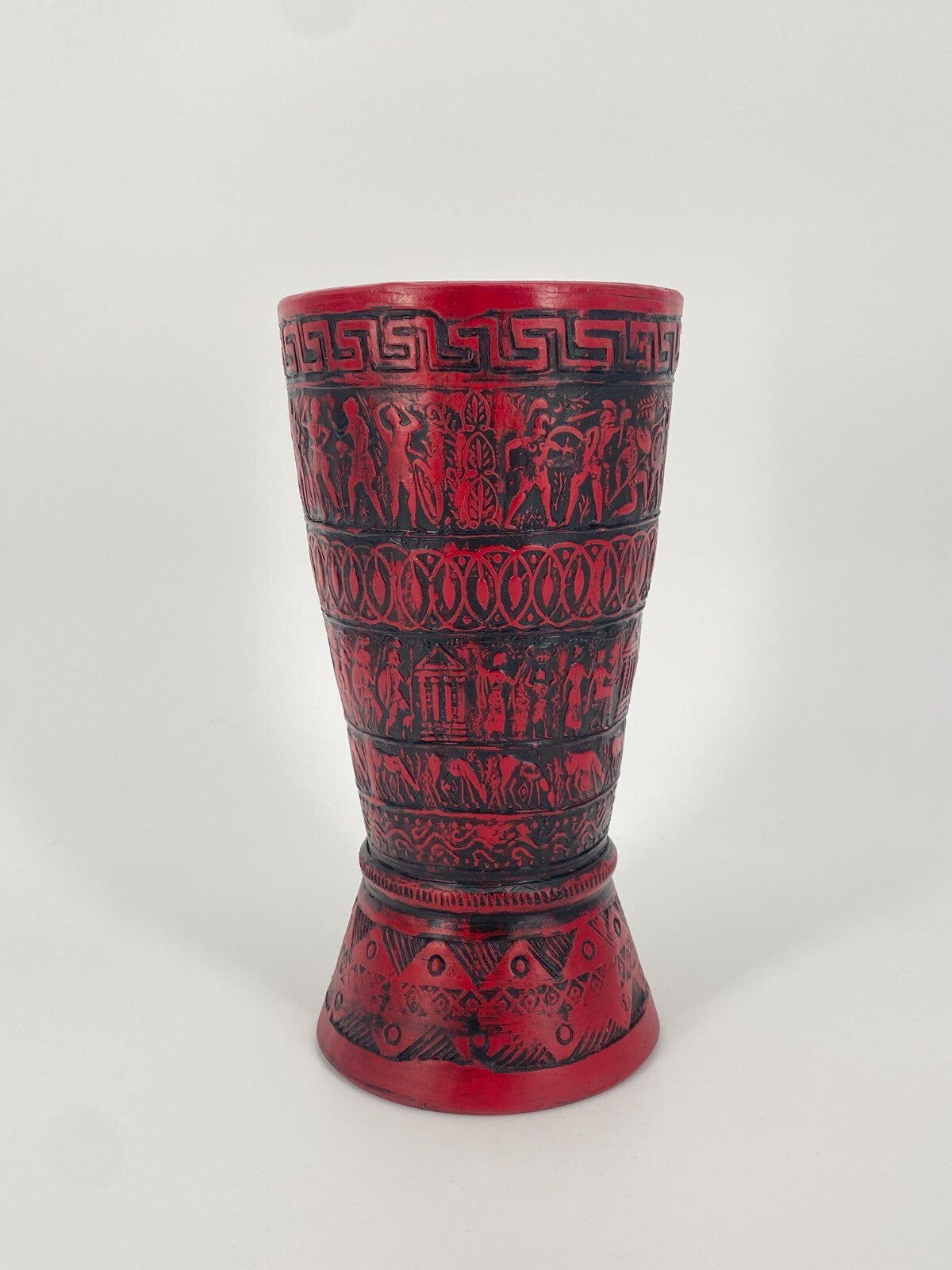 * 2x GRIECHISCHE KERAMIK VASEN RELIEF VASE SAVAS RHODES TÜRKIS ROT