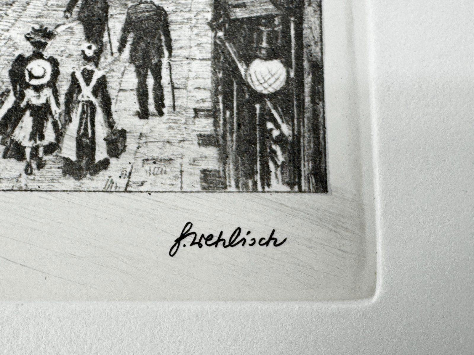 * HEINZ WEHLISCH RADIERUNG GENSBACHER STRAßE BADEN BADEN 1900 AN