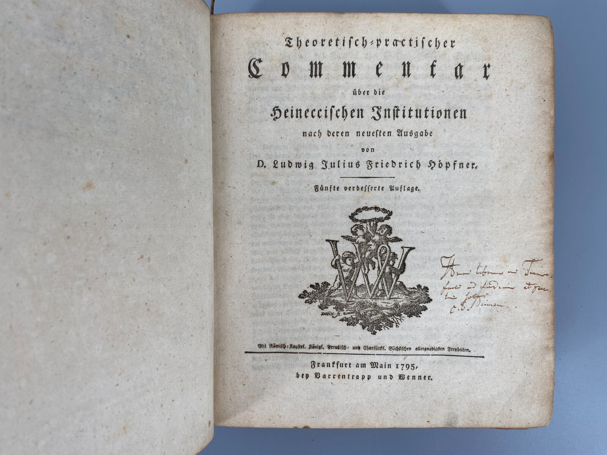 *BUCH THEORETISCH-PRACTISCHER COMMENTAR ÜBER DIE HEINECCISCHEN 1795 HÖPFNER