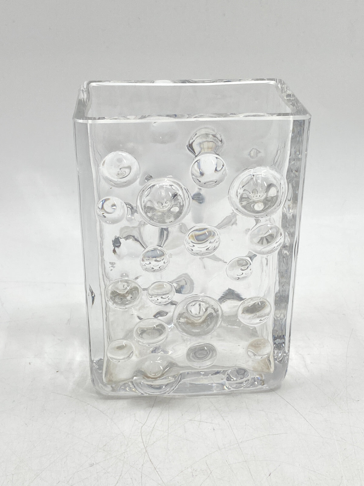 * WMF ERICH JACHMANN BUBBLE VASE GLASVASE GLAS NOPPEN BLOCKVASE VINTAGE 60ER