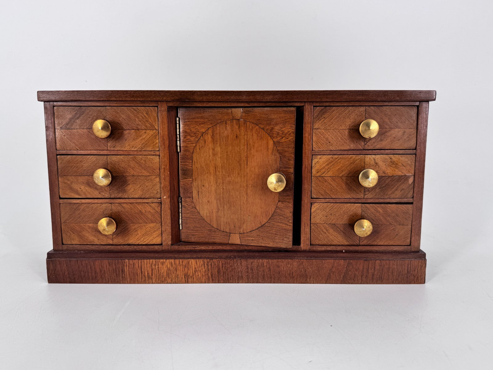 * SCHMUCK SCHRÄNKCHEN SCHATULLE BOX HOLZ ANTIK TEAK FURNIER VINTAGE