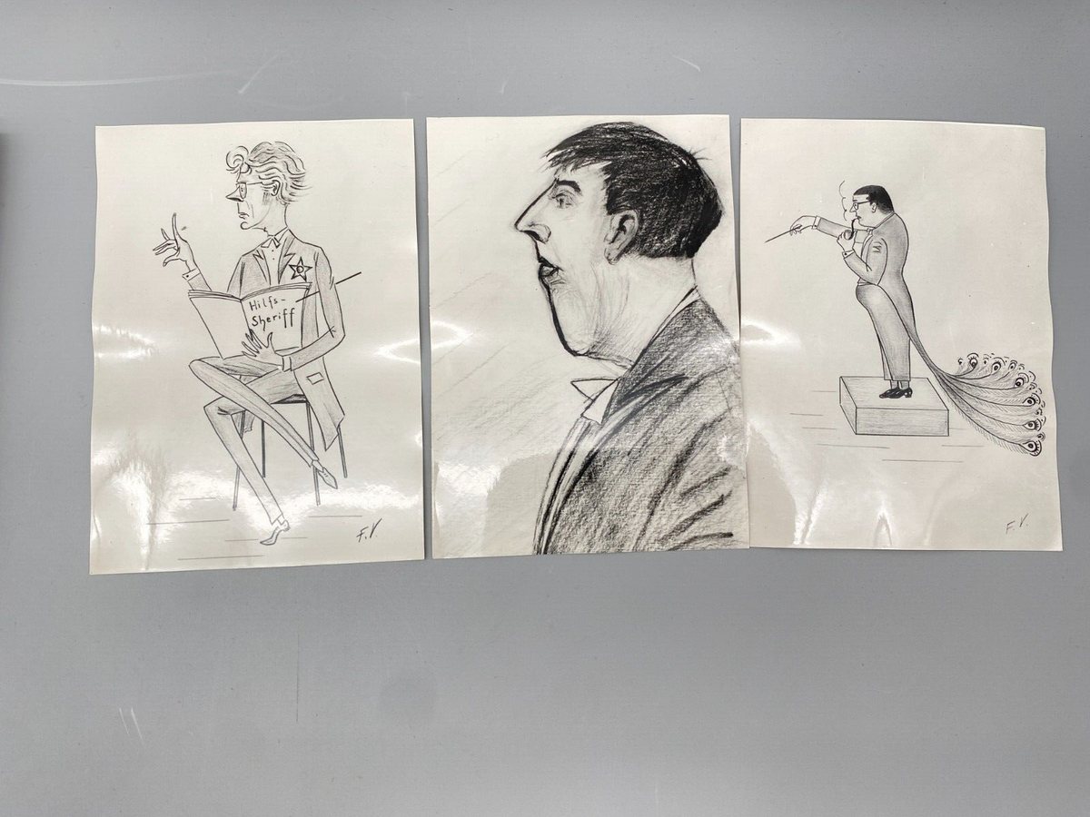 HANS DIETER BAUM NACHLASS ZEICHNUNG WENZEL HUMOR MUSIKER ZEICHNUNG KARIKATUR 60e