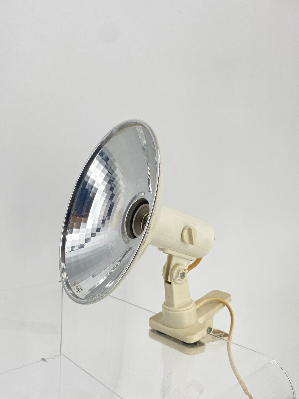 * KLEMMLAMPE SPOT CREME WEIß CHROM FACETTIERT VINTAGE 60ER 70ER