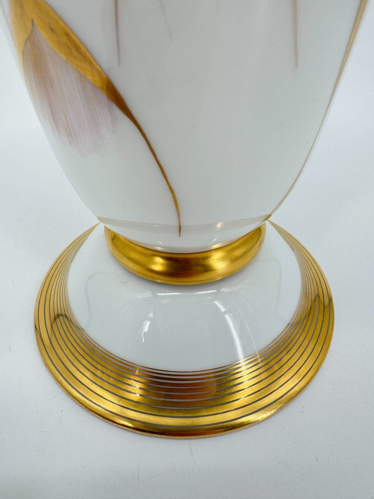 ALTE PORZELLAN VASE FÜRSTENBERG GOLD GRÄSER DEKOR  60ER VINTAGE