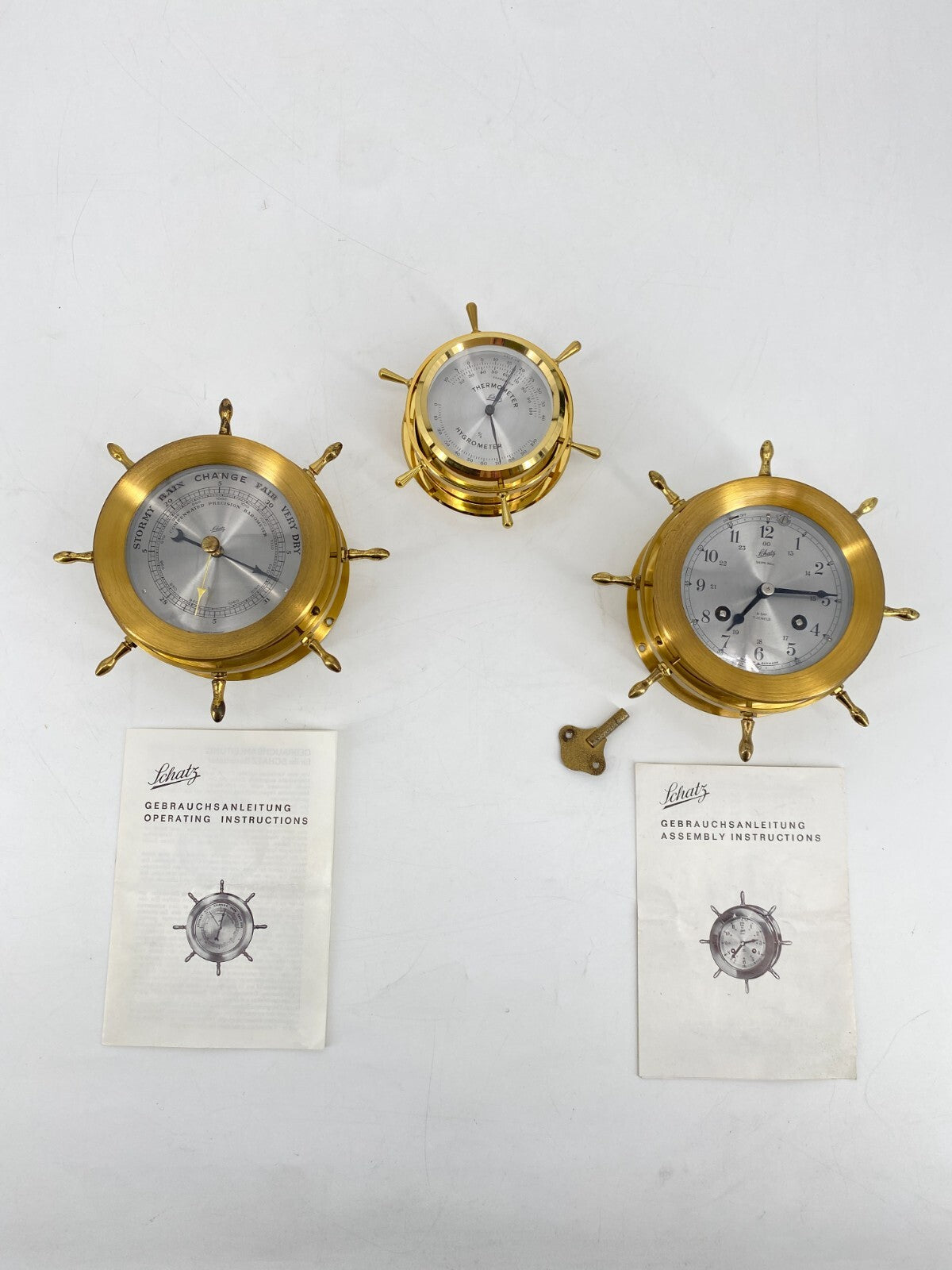 * THERMOMETER HYGROMETER SCHATZ WETTERMESSINSTRUMENT MESSING STEUERRAD VINTAGE