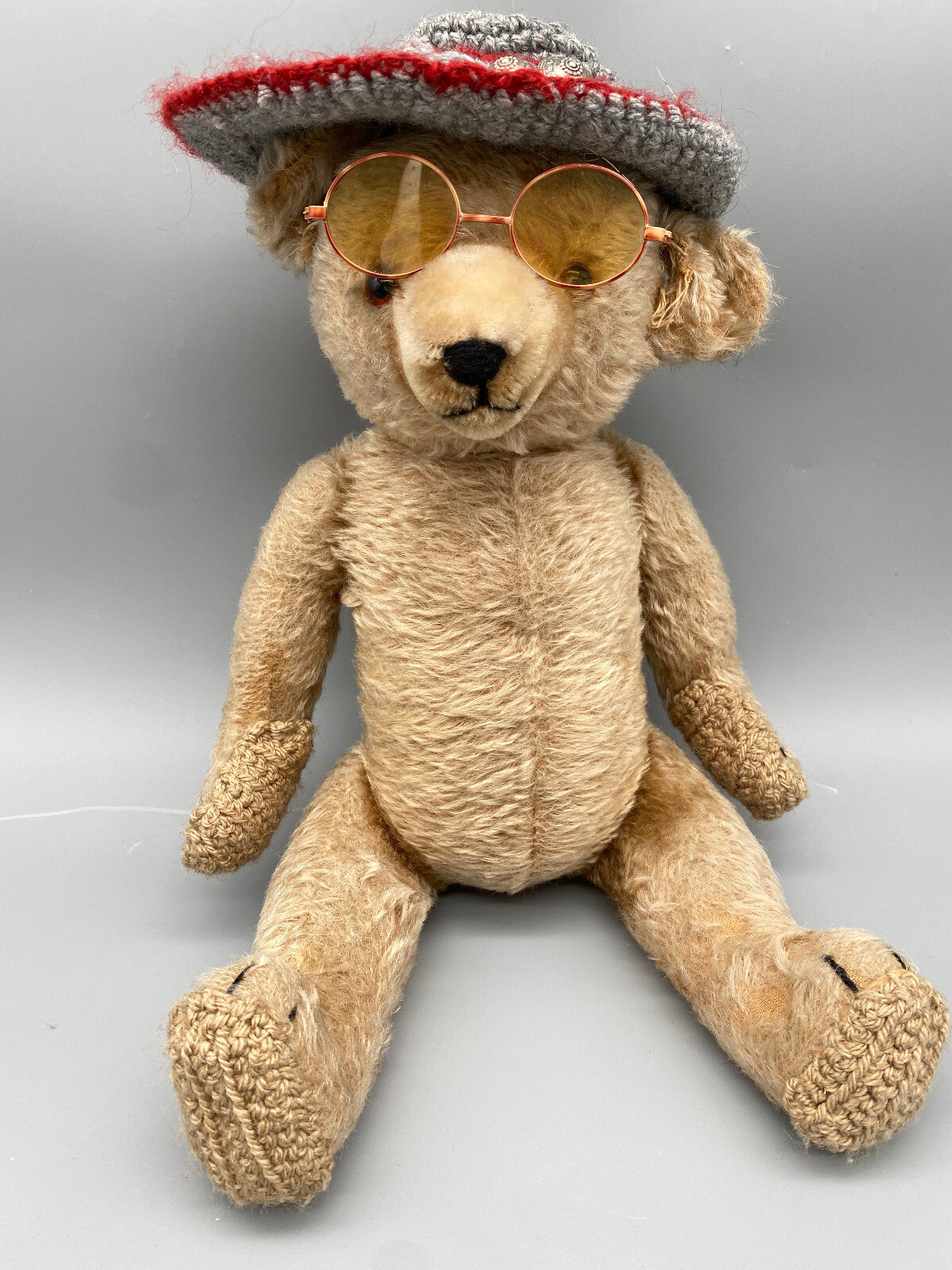 TEDDYBÄR SAMMLERSTÜCK HANDGEFERTIGT HANDGESTRICKT KUSCHELTIER 50ER DEUTSCHLAND