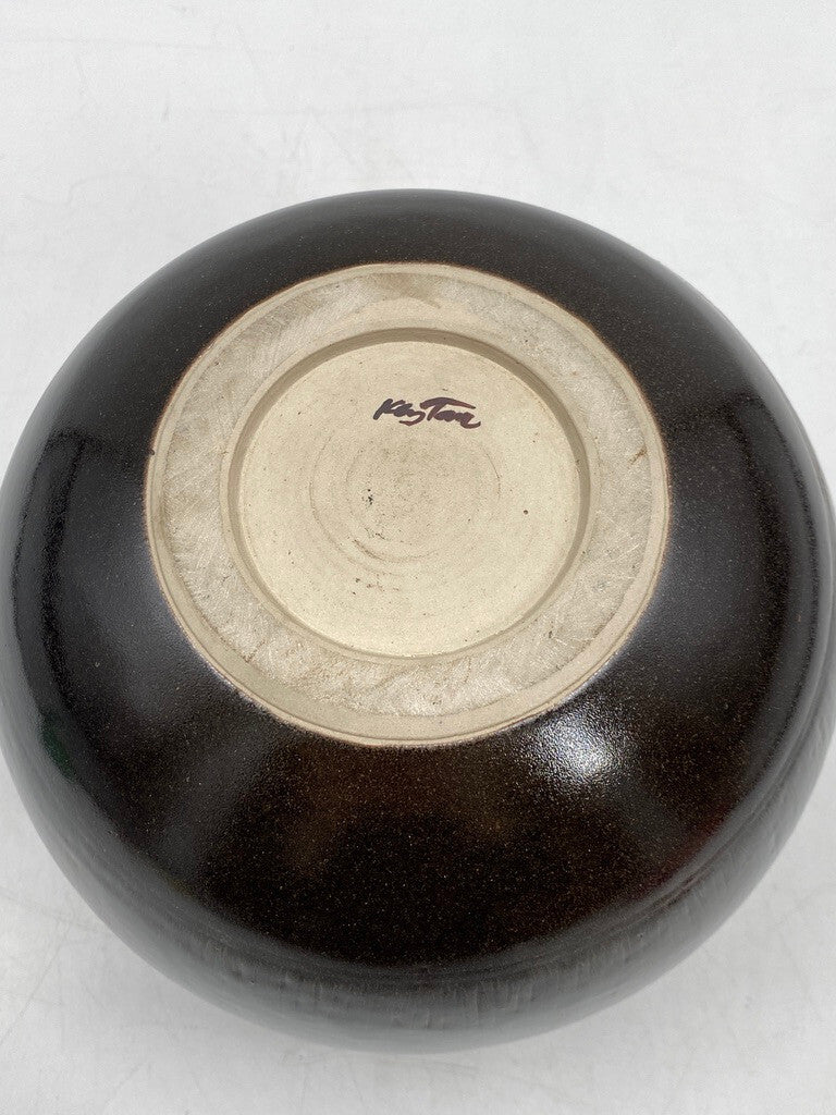 * STUDIOKERAMIK VASE RUND HORST KERSTAN KUGELVASE KERAMIK KUNST VINTAGE