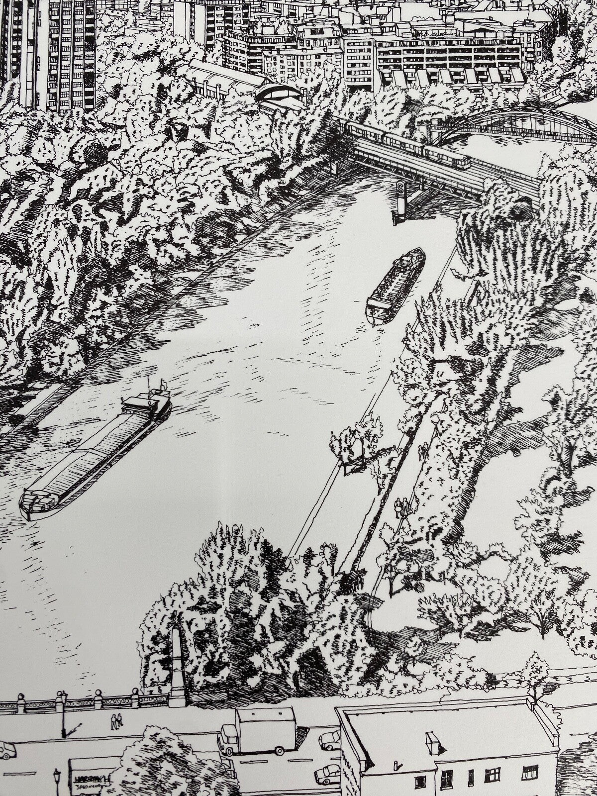 * NIGEL LEACH GRAFIK DRUCK BELLEVUE VOGELPERSPEKTIVE BERLIN HANSAVIERTEL