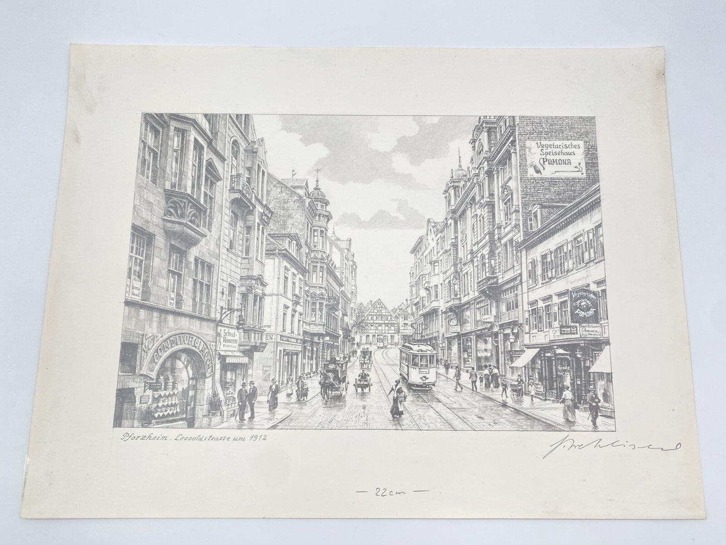 KÜNSTLER HEINZ WEHLISCH ZEICHNUNG PFORZHEIM LEOPOLDSTRASSE 1912 HANDSIGNIERT