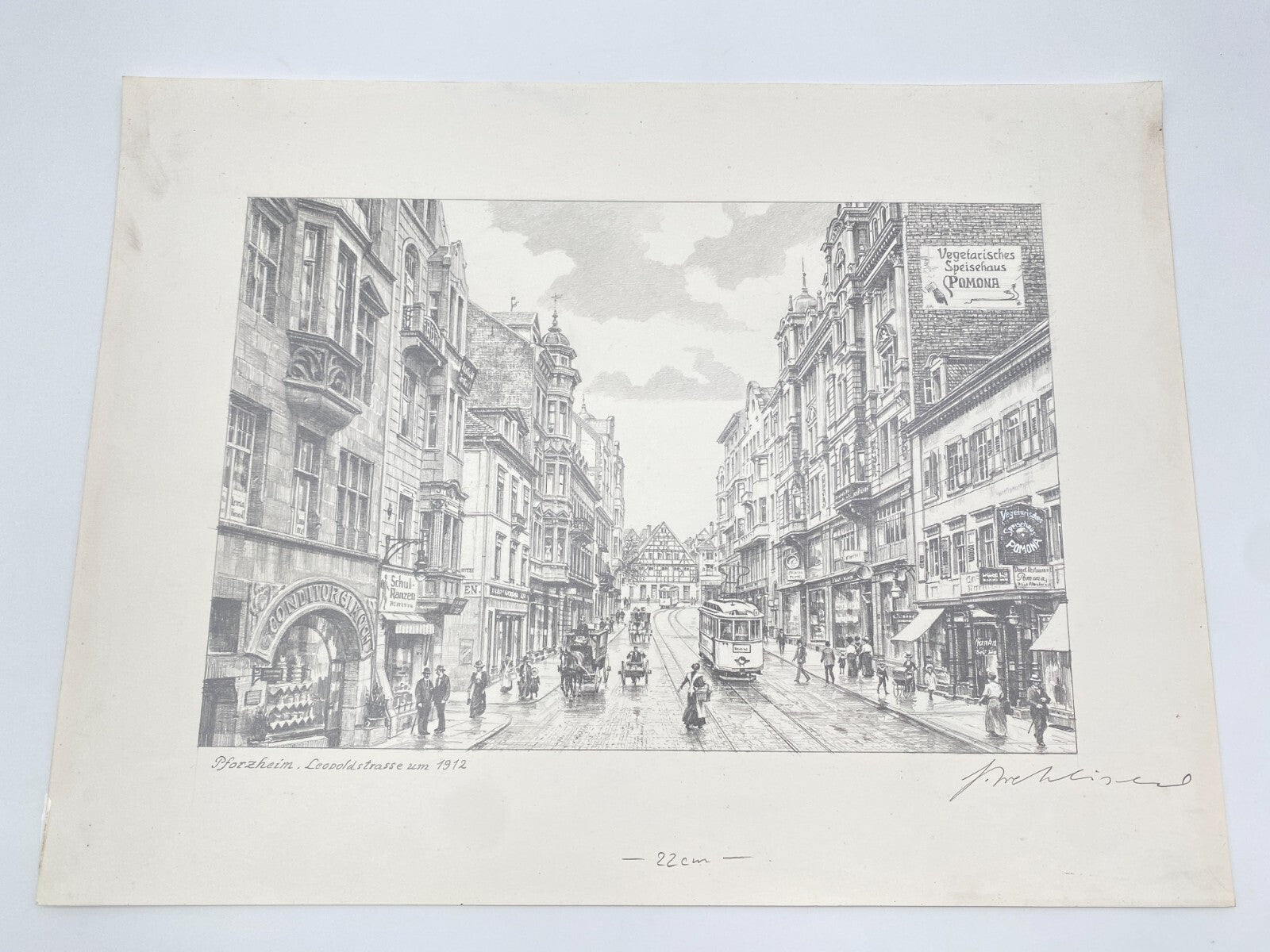 KÜNSTLER HEINZ WEHLISCH ZEICHNUNG PFORZHEIM LEOPOLDSTRASSE 1912 HANDSIGNIERT