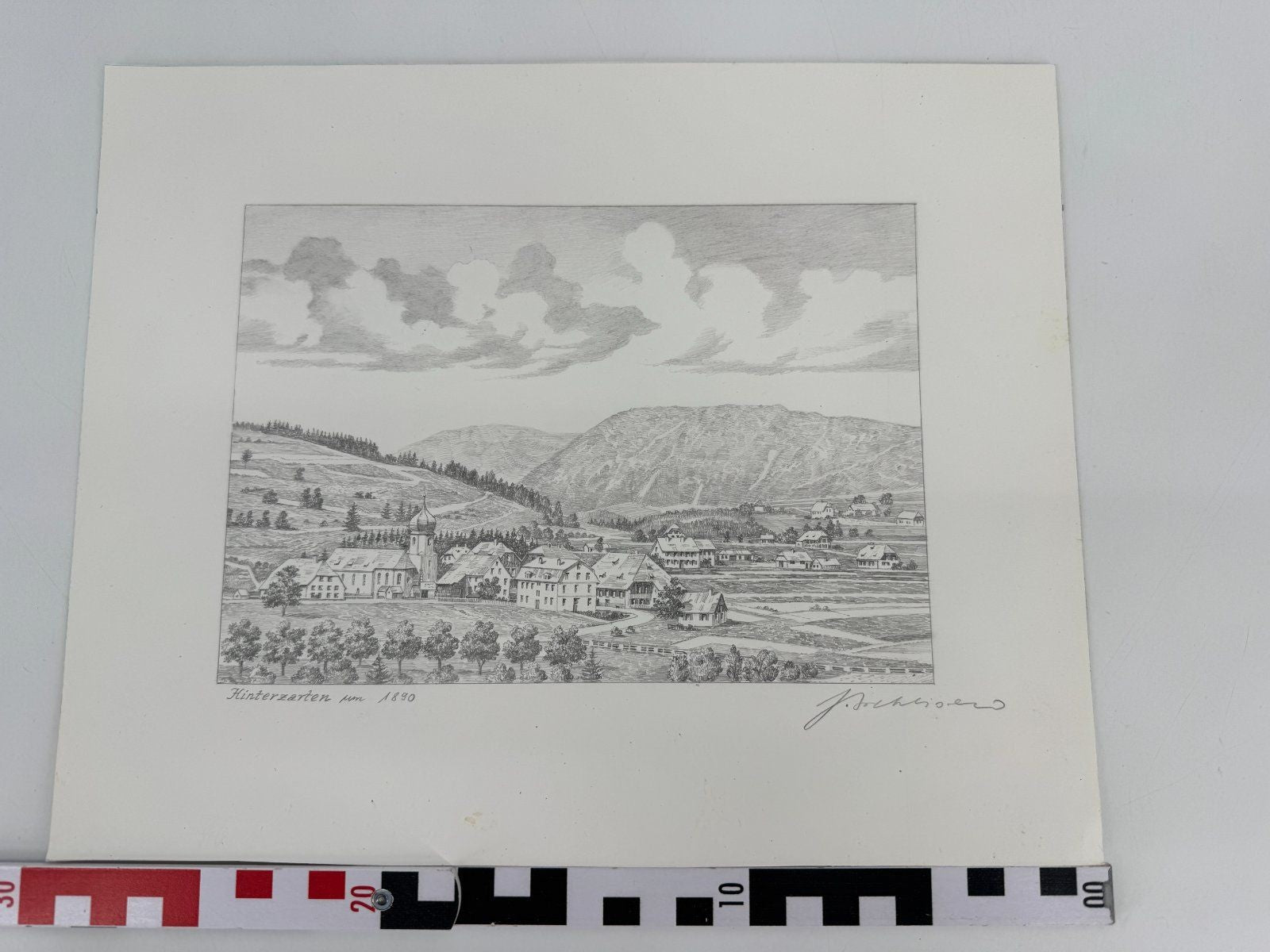 * HEINZ WEHLISCH ZEICHNUNG HINTERZARTEN UM 1890 ANSICHT SIGNIERT