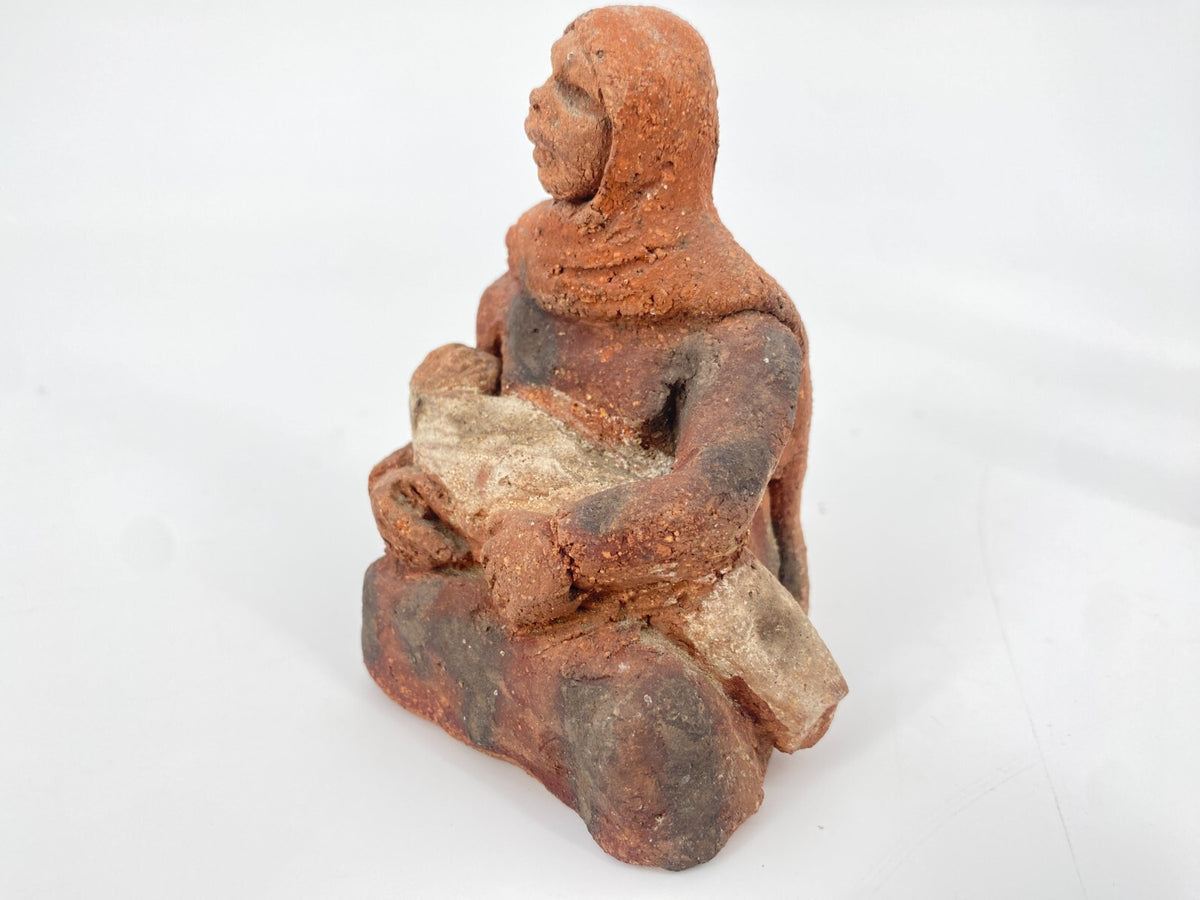 * 2 STK KERAMIK FIGUR STATUETTE ÄGYPTEN  TERRAKOTTA TON HANDARBEIT VINTAGE
